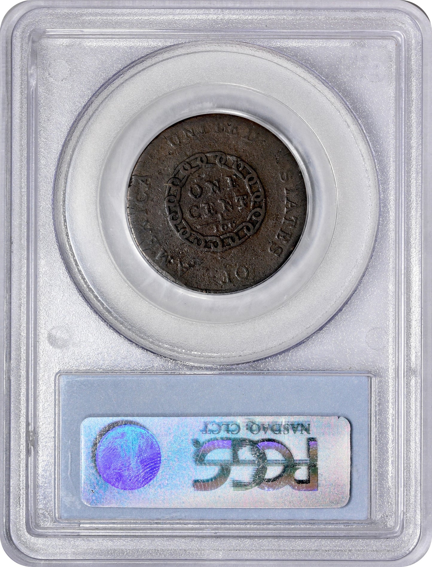 1793 1C CHAIN AMERICA F15 PCGS CAC Vintage coin in a protective holder with a grading label