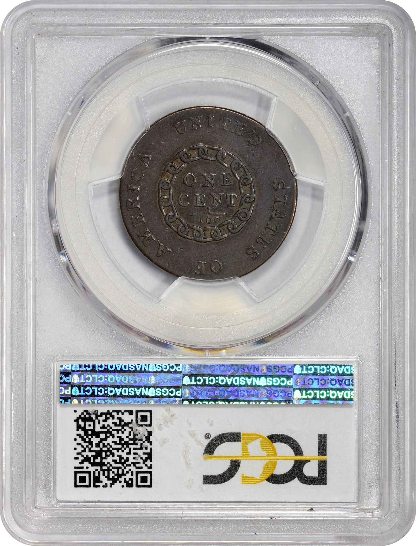 1793 1C CHAIN AMERICA XF40 PCGS CAC REVERSE HOLDER