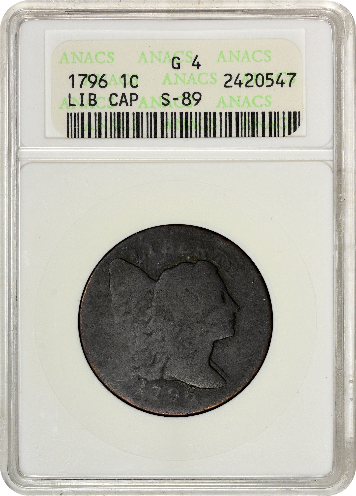 1796 1C LIBERTY CAP G04 OH ANACS SOAP BOX