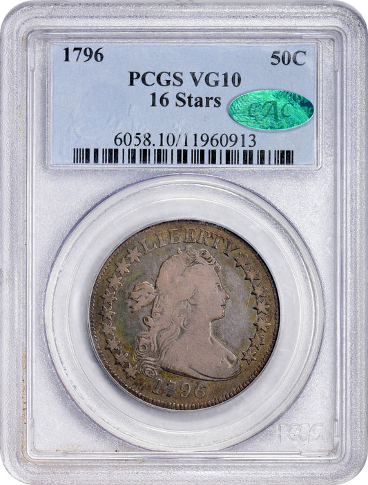 1796 50C 16 STARS VG10 PCGS CAC HOLDER