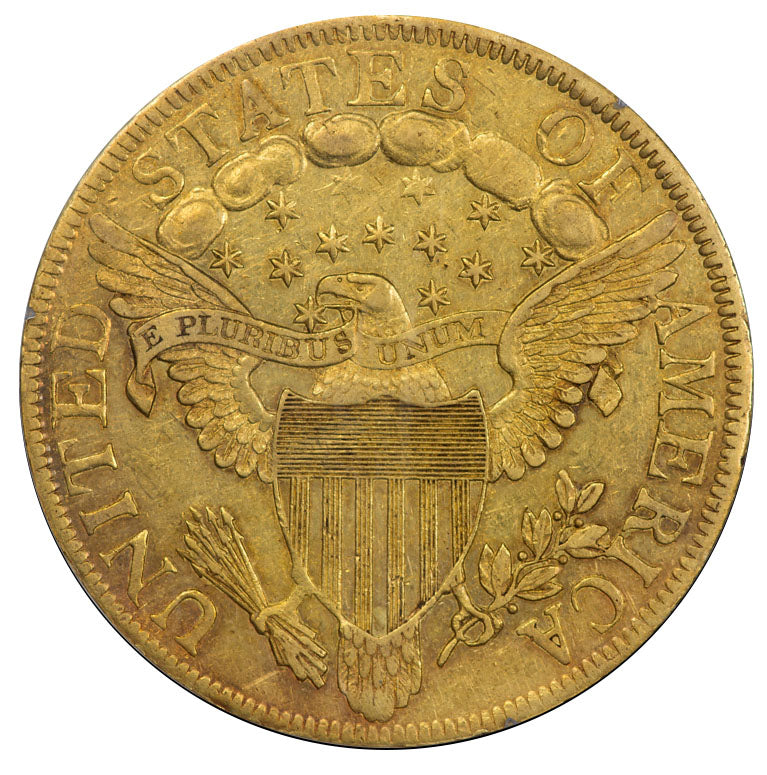 1799 $10 LARGE STARS XF45 OGH RATTLER PCGS CAC REVERSE