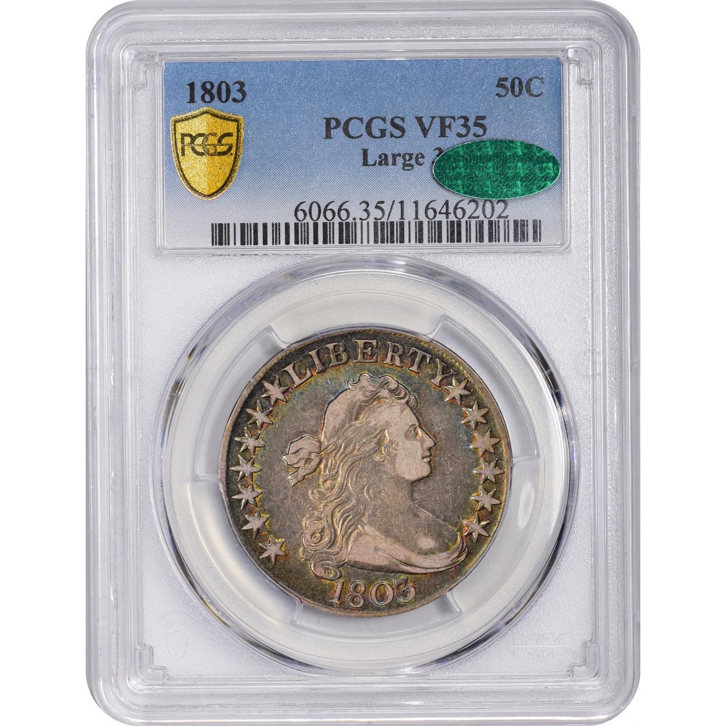 1803 50C LARGE 3 VF35 PCGS CAC - Paradime Coins | PCGS NGC CACG CAC Rare US Numismatic Coins For Sale