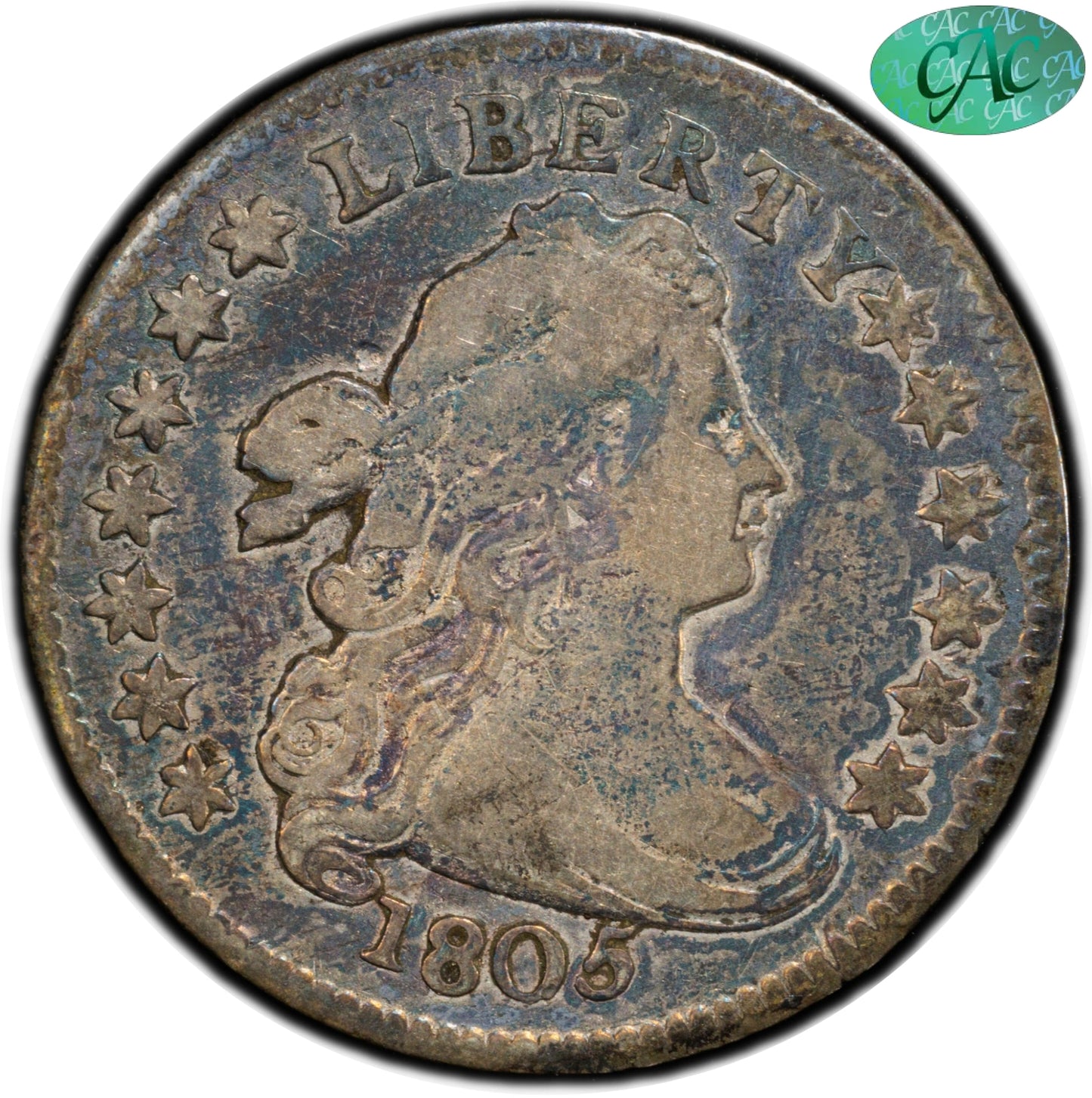 1805 10C 5 BERRIES VF20 PCGS CAC 10C