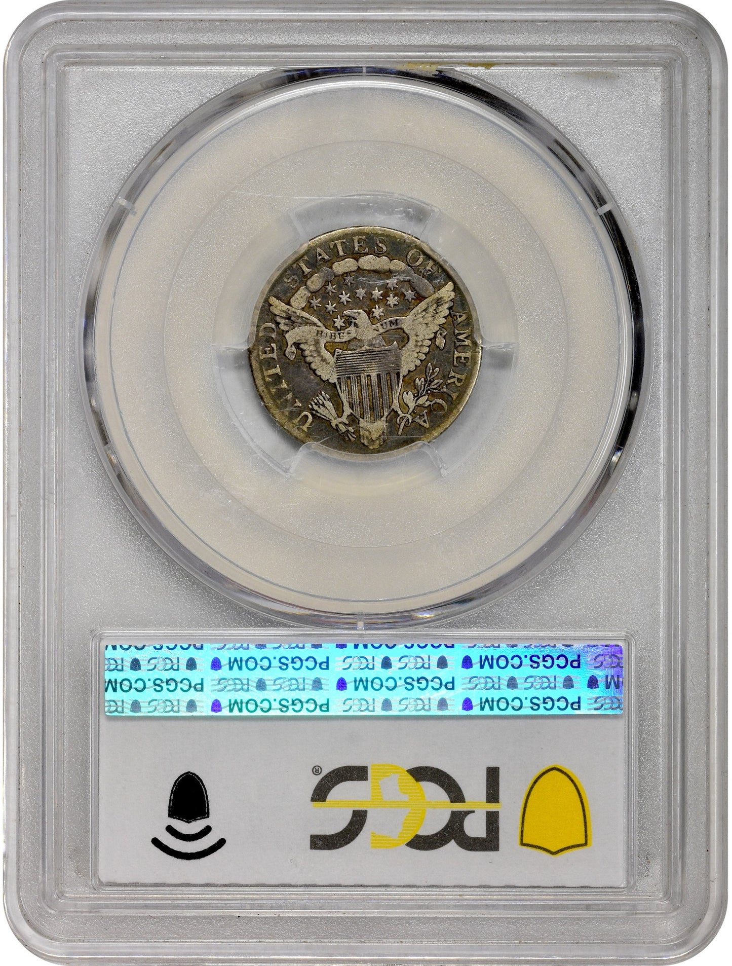 1807 10C VF20 PCGS CAC Coin in a protective holder with a grading label on a gray background