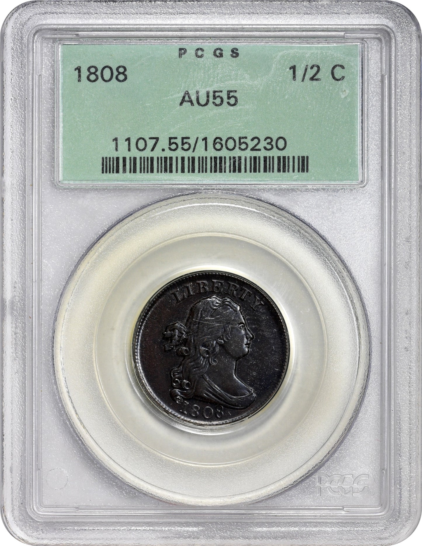 1808 1/2C AU55 OGH PCGS