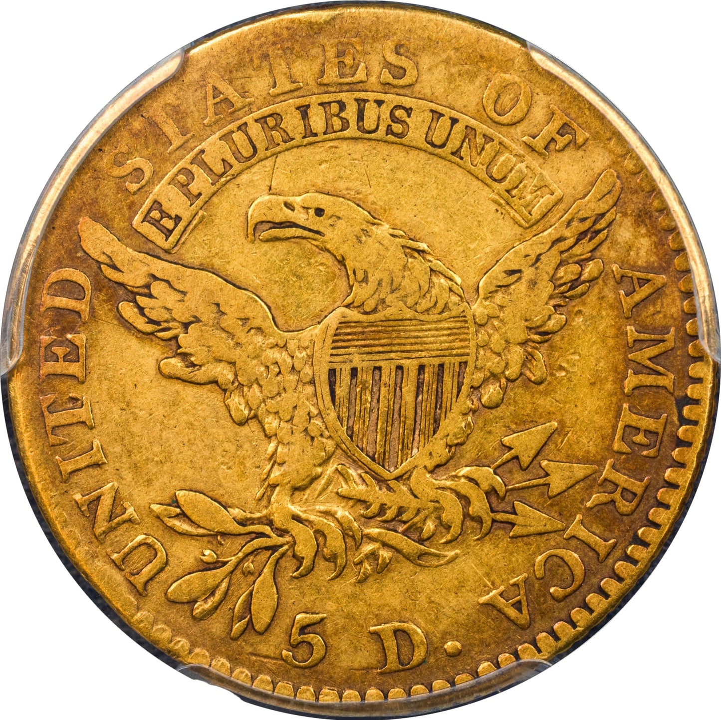 1813 $5 VF20 PCGS CAC REVERSE $5