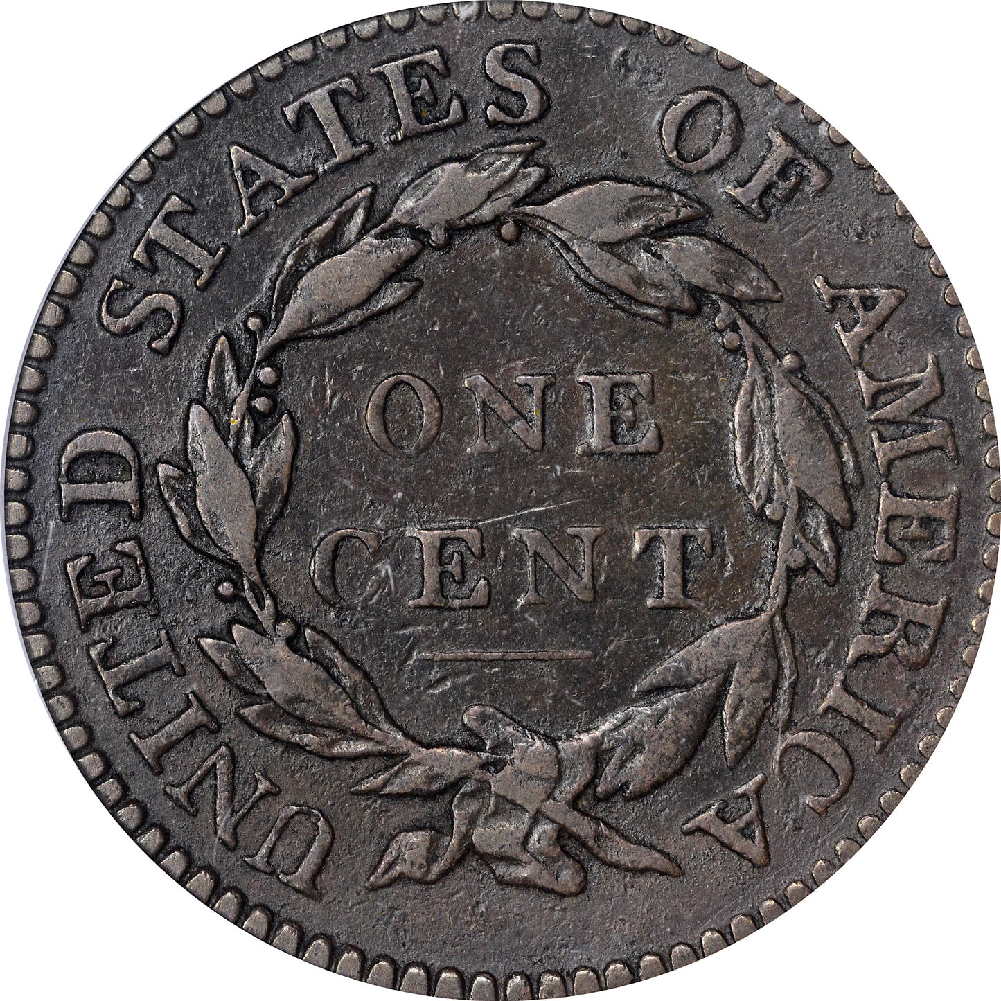 1821 Coronet Head Cent 1C VF30 OGH PCGS CAC Reverse