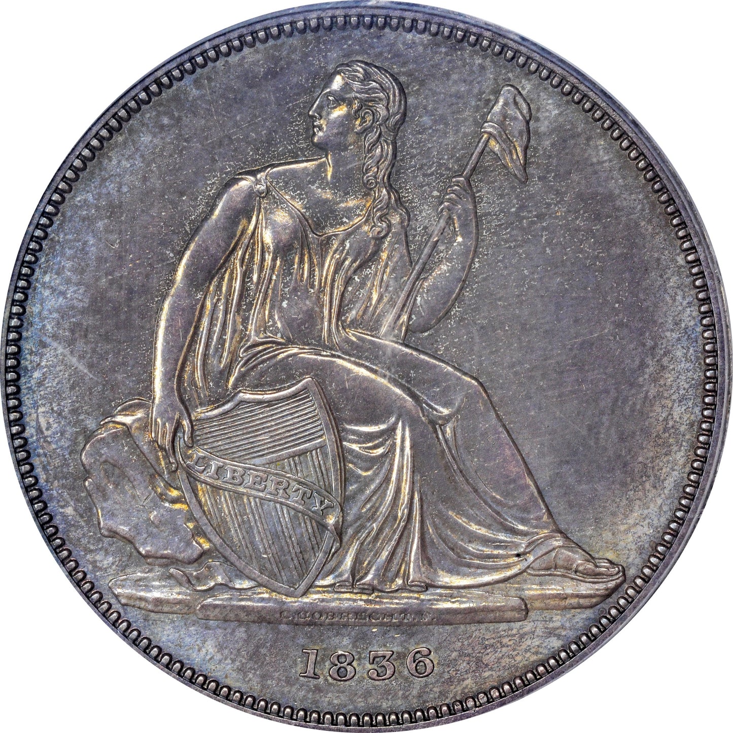 1836 $1 GOBRECHT ORIGINAL ALIGNMENT I PR63 PCGS CAC