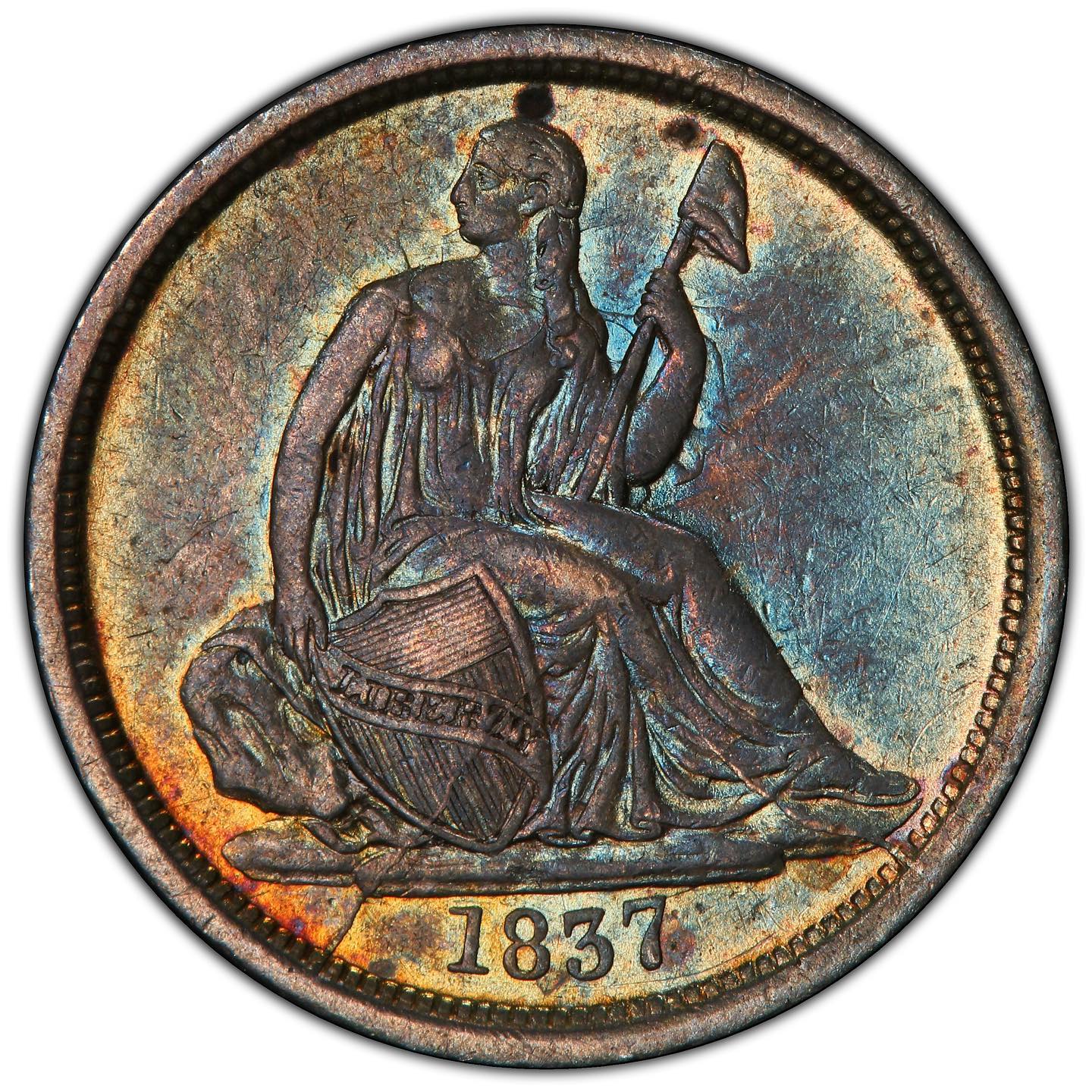 1837 10C NO STARS SMALL DATE AU55 PCGS CAC - Paradime Coins | PCGS NGC CACG CAC Rare US Numismatic Coins For Sale