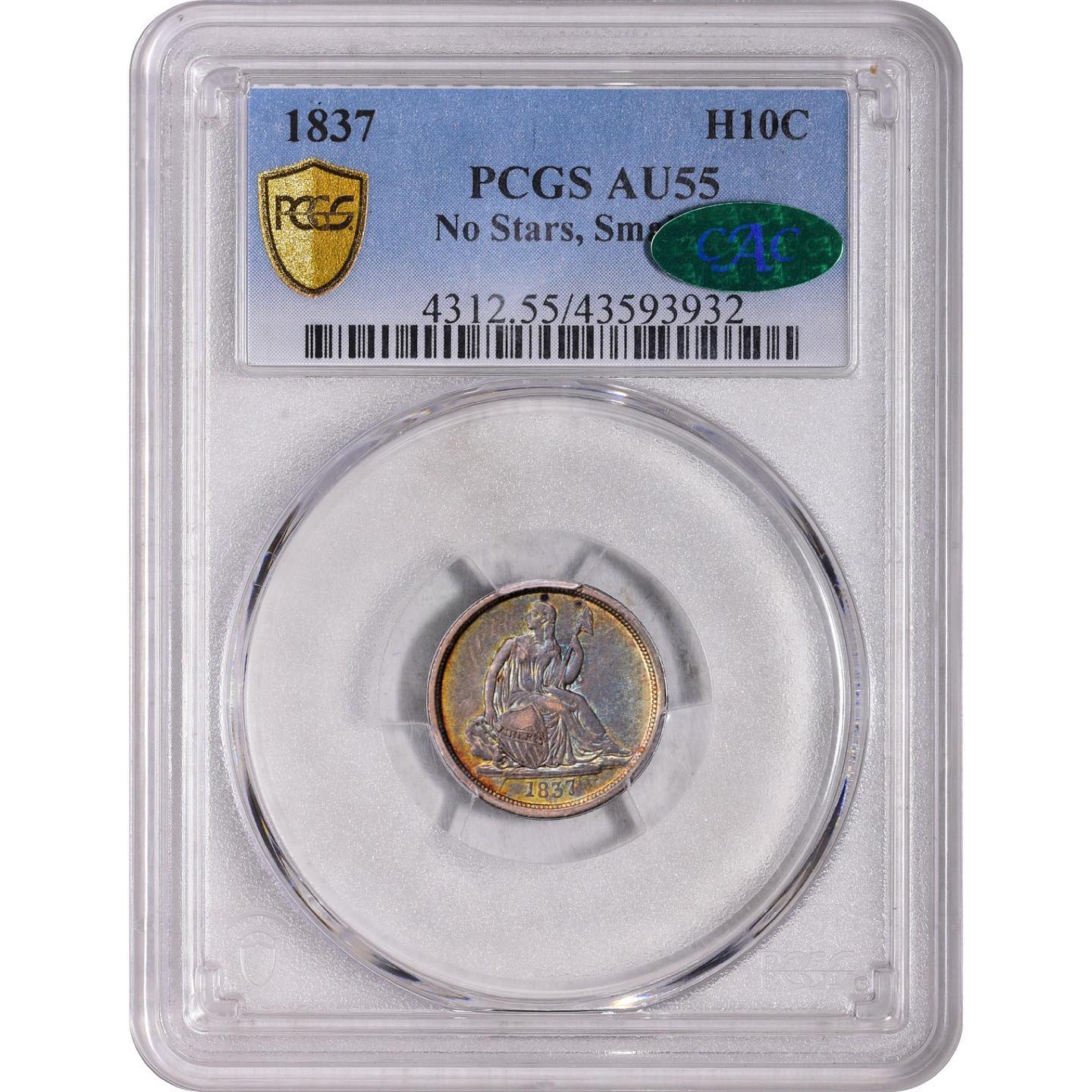 1837 10C NO STARS SMALL DATE AU55 PCGS CAC - Paradime Coins | PCGS NGC CACG CAC Rare US Numismatic Coins For Sale