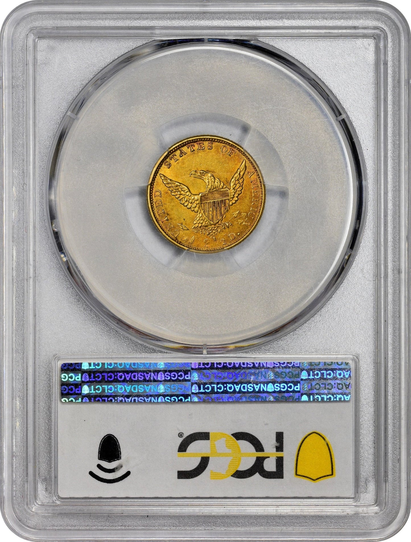 1839-O $2.5 AU58 PCGS CAC REVERSE HOLDER