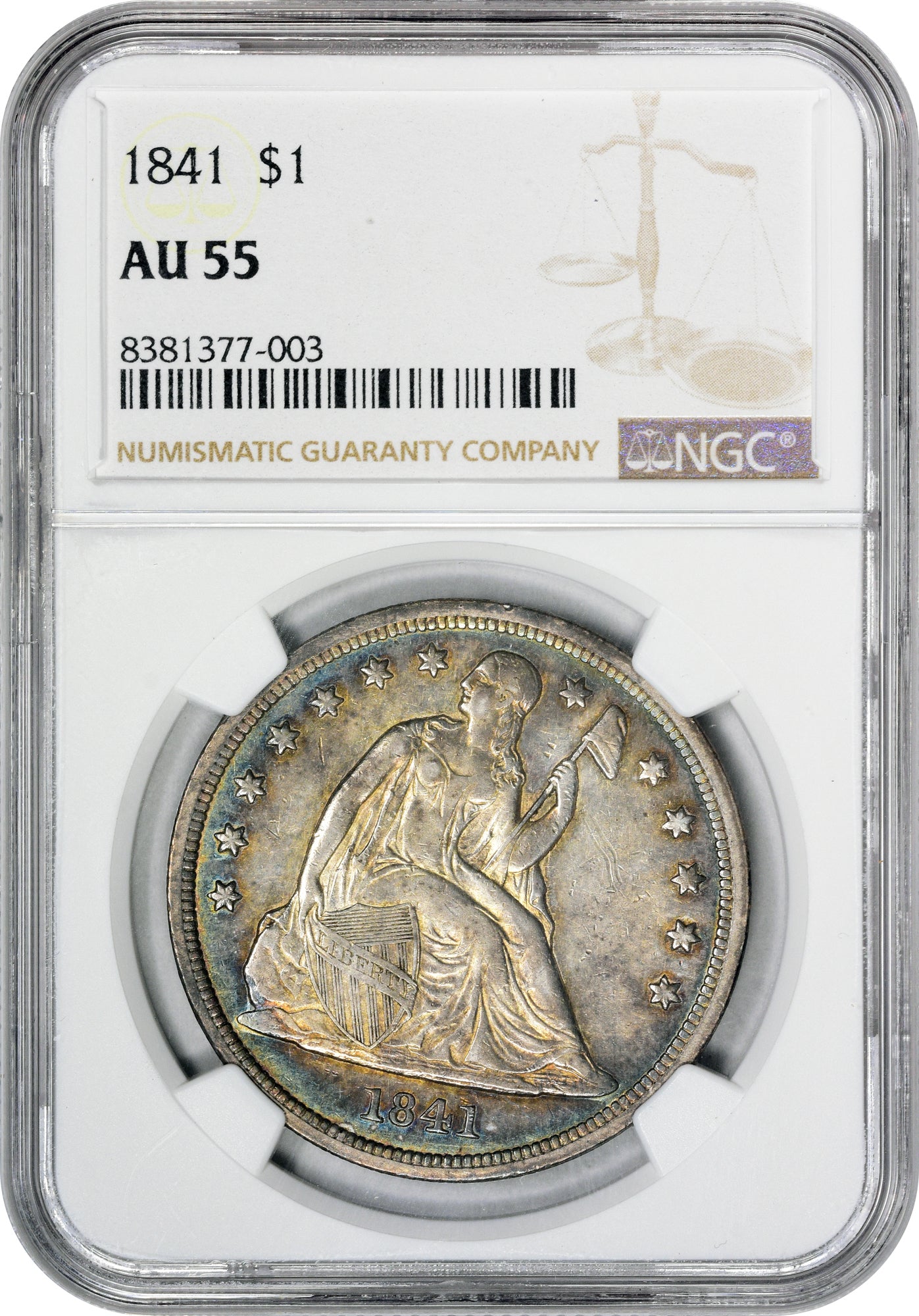 1841 $1 AU55 NGC