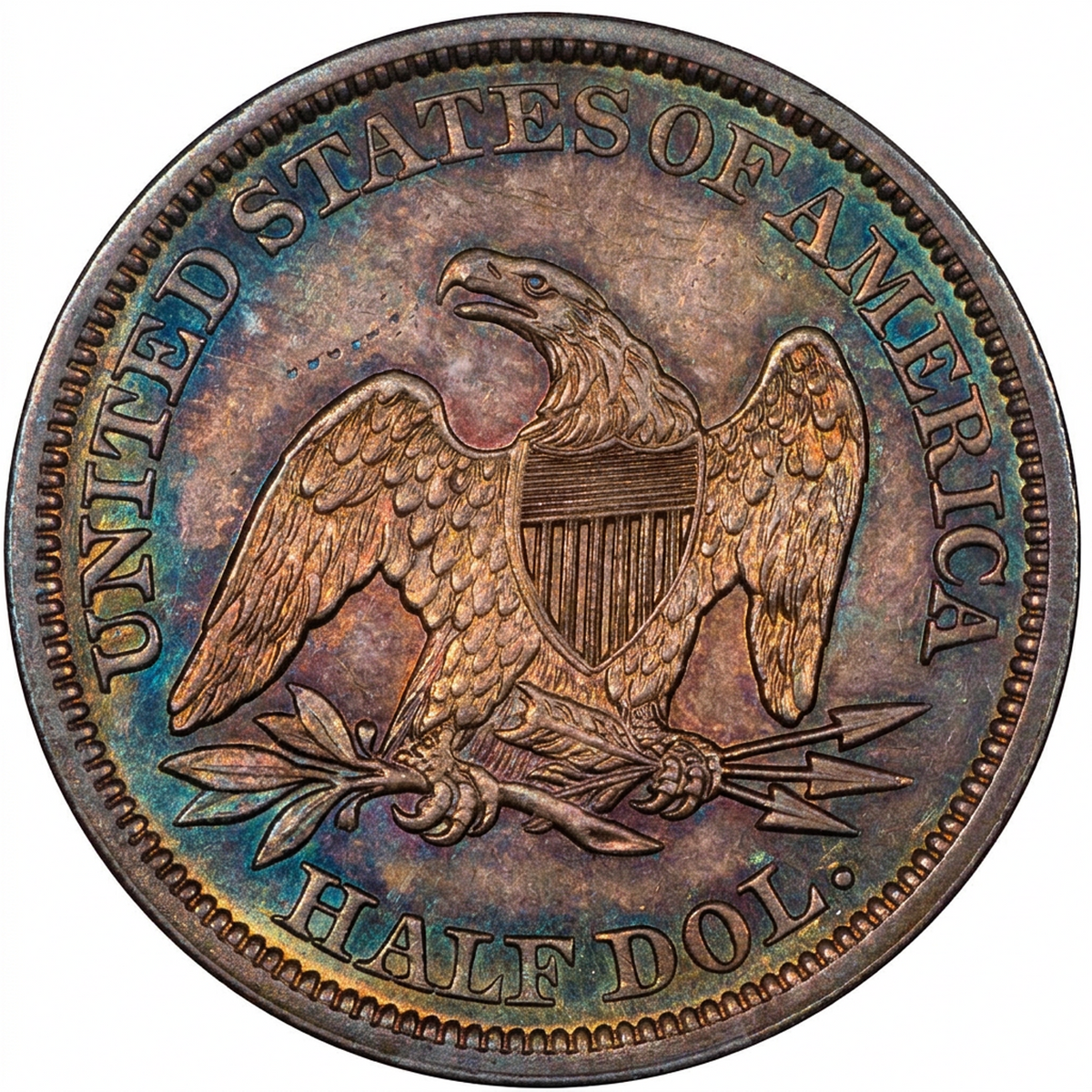 1842 Liberty Seated Half Dollar 50C MEDIUM DATE AU55+ PCGS GOLD CAC REVERSE
