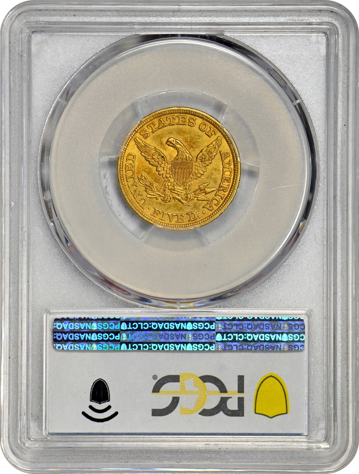 1843 $5 MS62 PCGS CAC REVERSE HOLDER