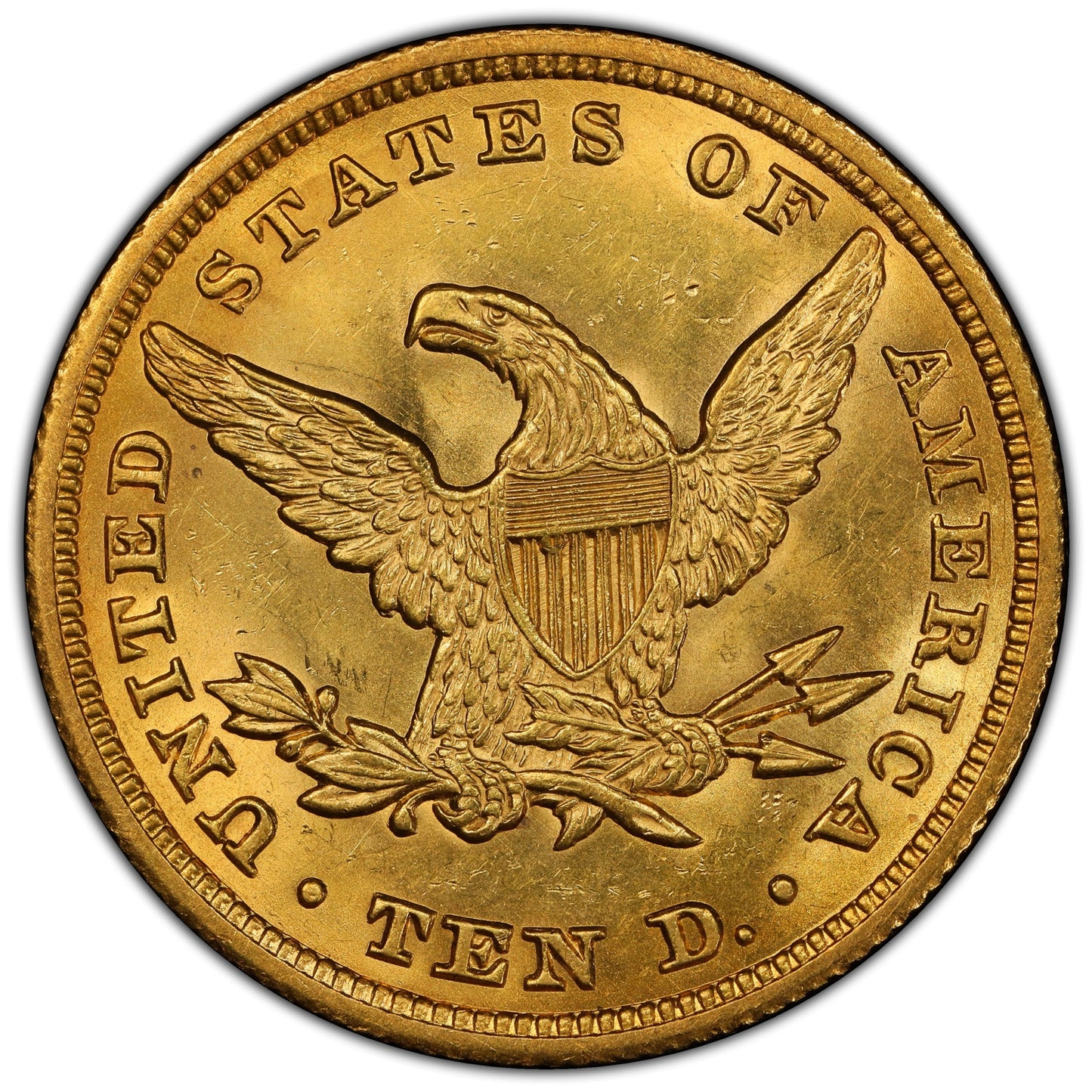 1847 $10 MS63 PCGS CAC REVERSE
