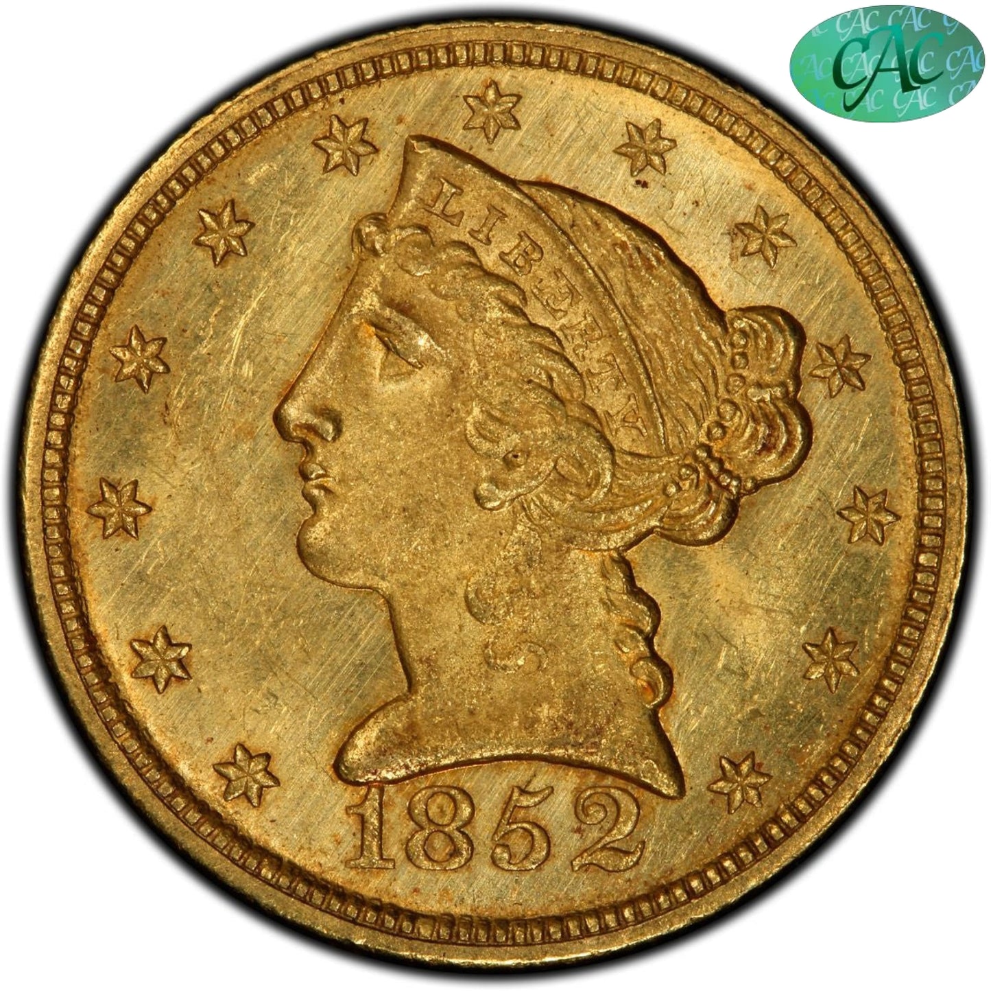 1852-C $5 MS63 + PCGS CAC