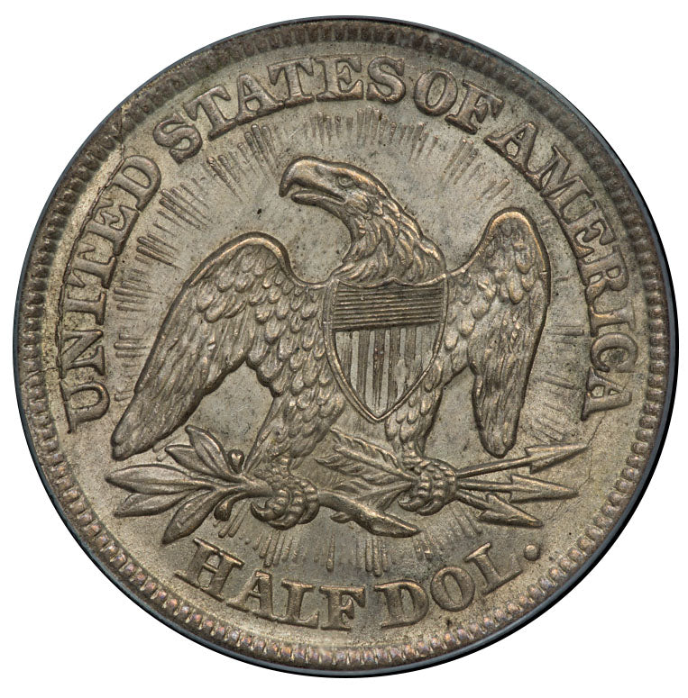 1853 50C ARROWS & RAYS MS64 PCGS CAC REVERSE