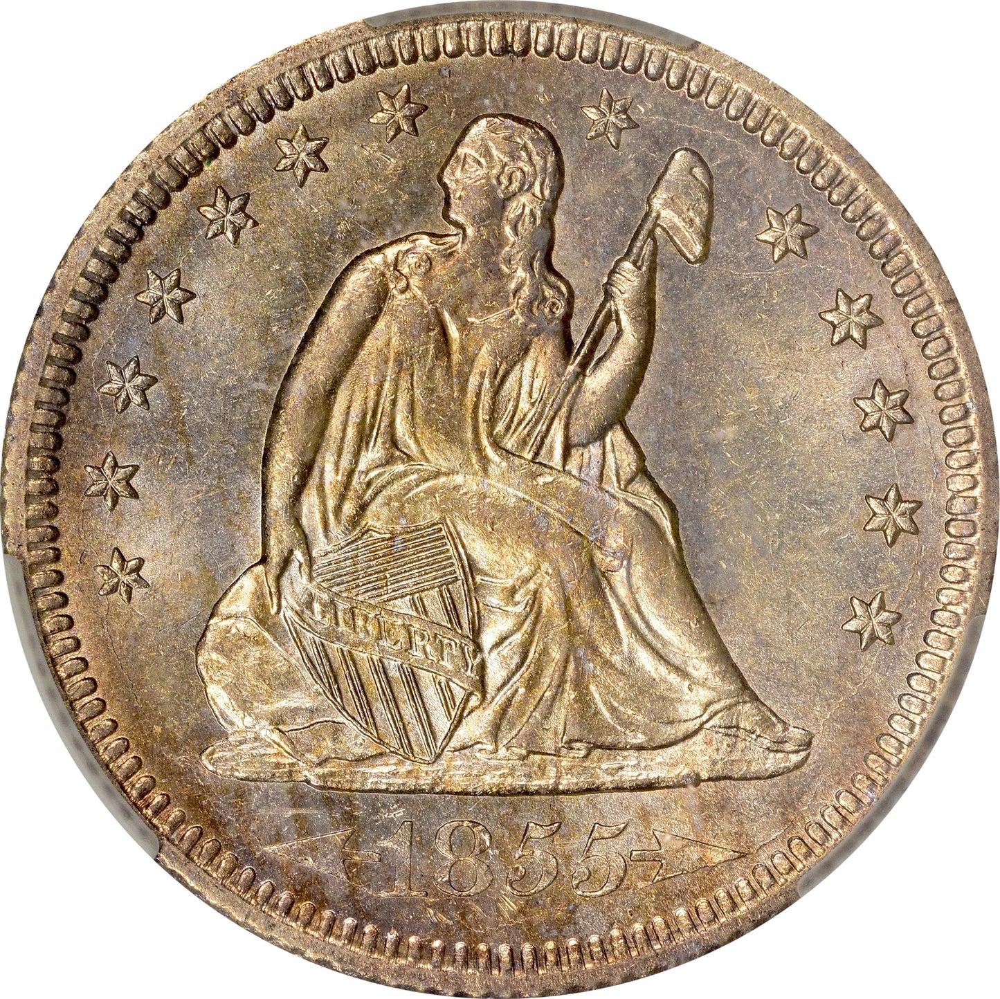 1855-O 25C MS63 CACG