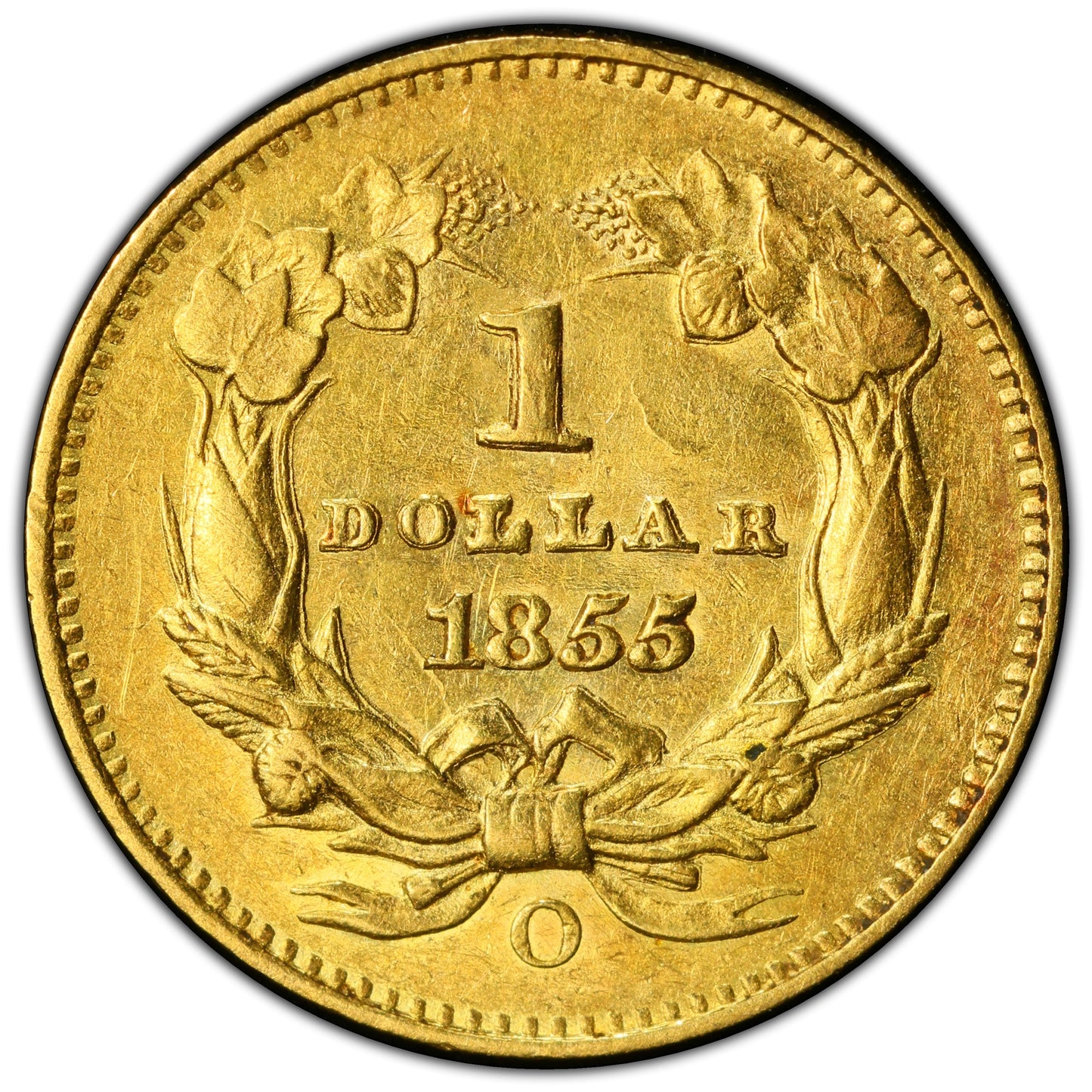 1855-O G$1 Au58 Pcgs Cac $I Gold