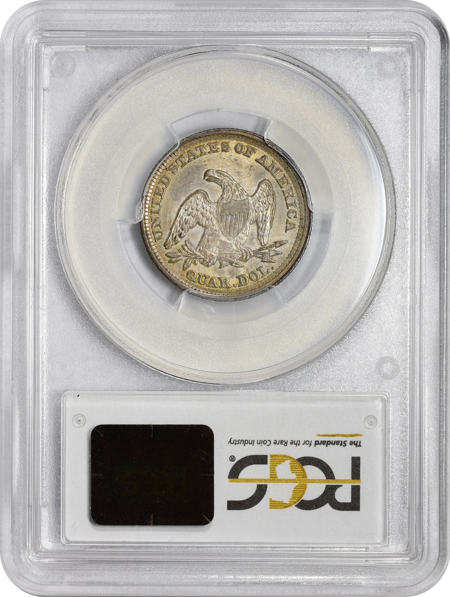 1856 25C AU55 PCGS GOLD CAC REVERSE HOLDER