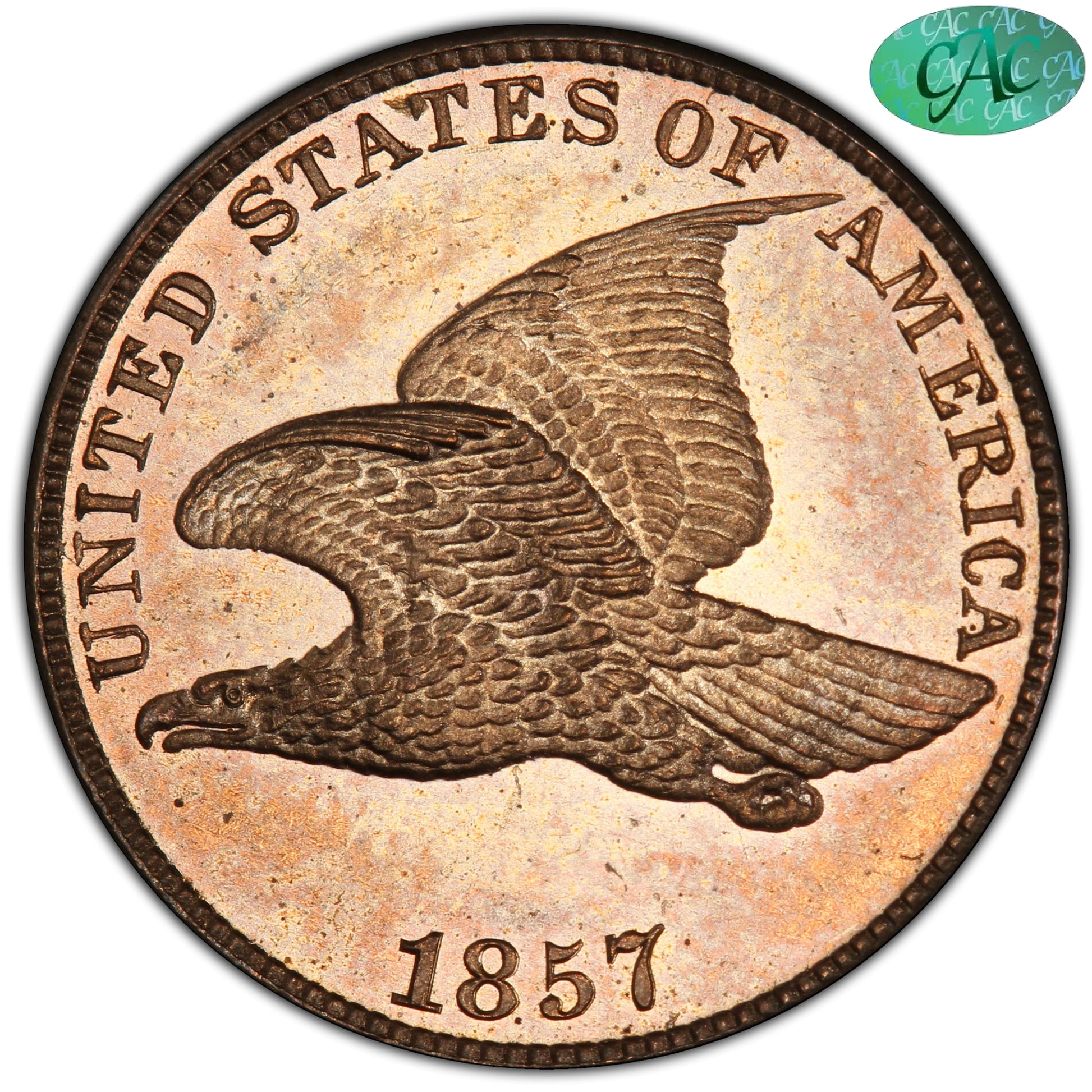 1857 1C FLYING EAGLE S-3 PR64 + CAM PCGS CAC EEPS 1C