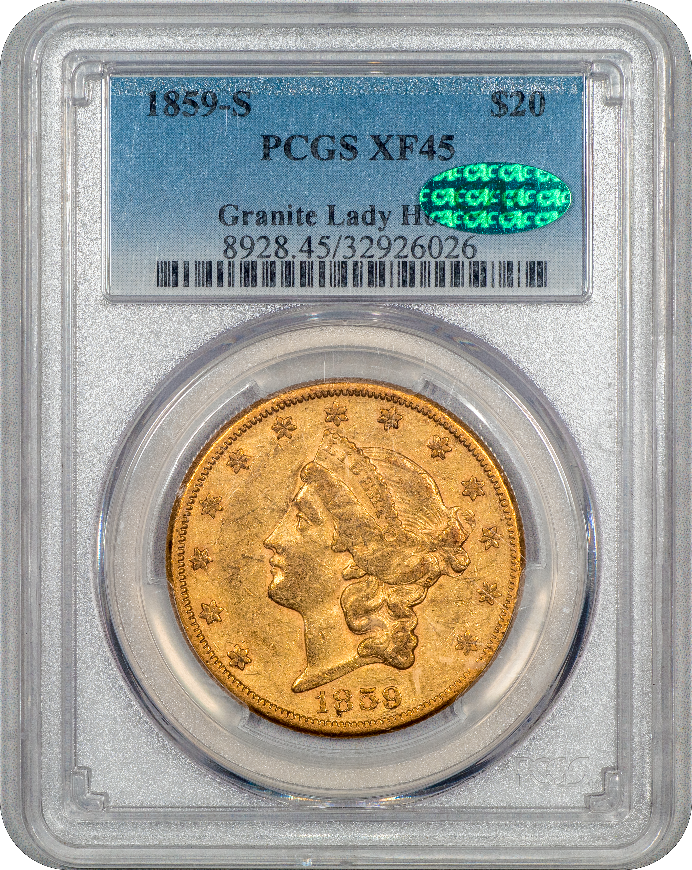 AUBERGE COIN 未使用 Buy 1859-S Liberty Double Eagle $20 XF45 PCGS CAC – Paradime Coins