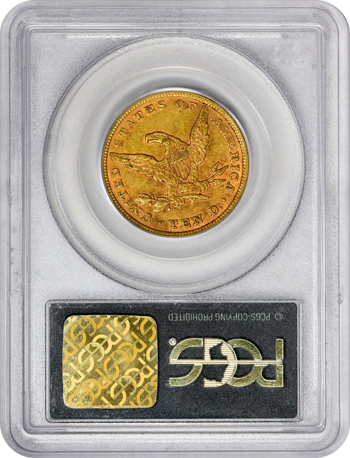 1859 $10 AU50 OGH PCGS CAC REV HOLDER