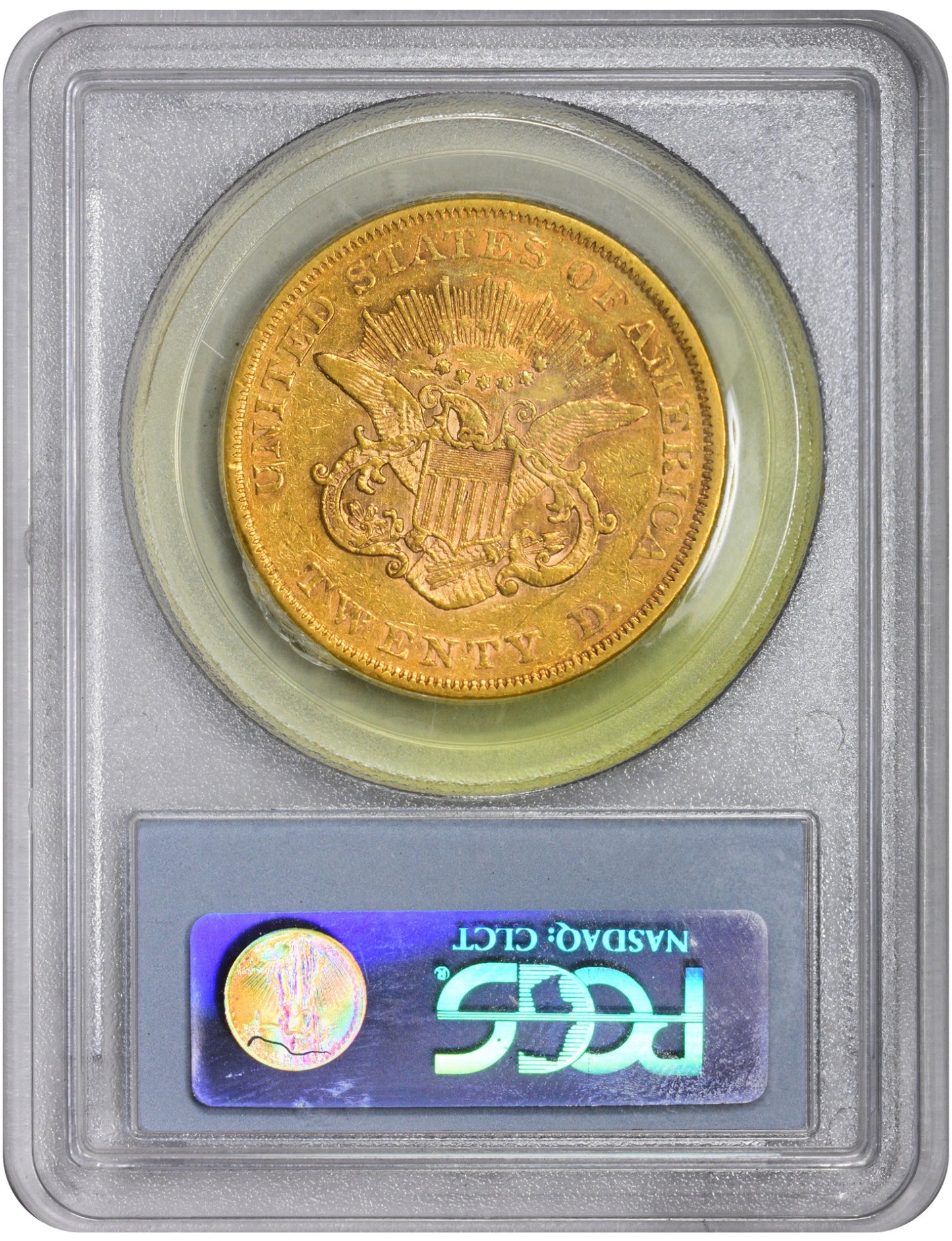 1859 $20 XF40 PCGS CAC REVERSE HOLDER