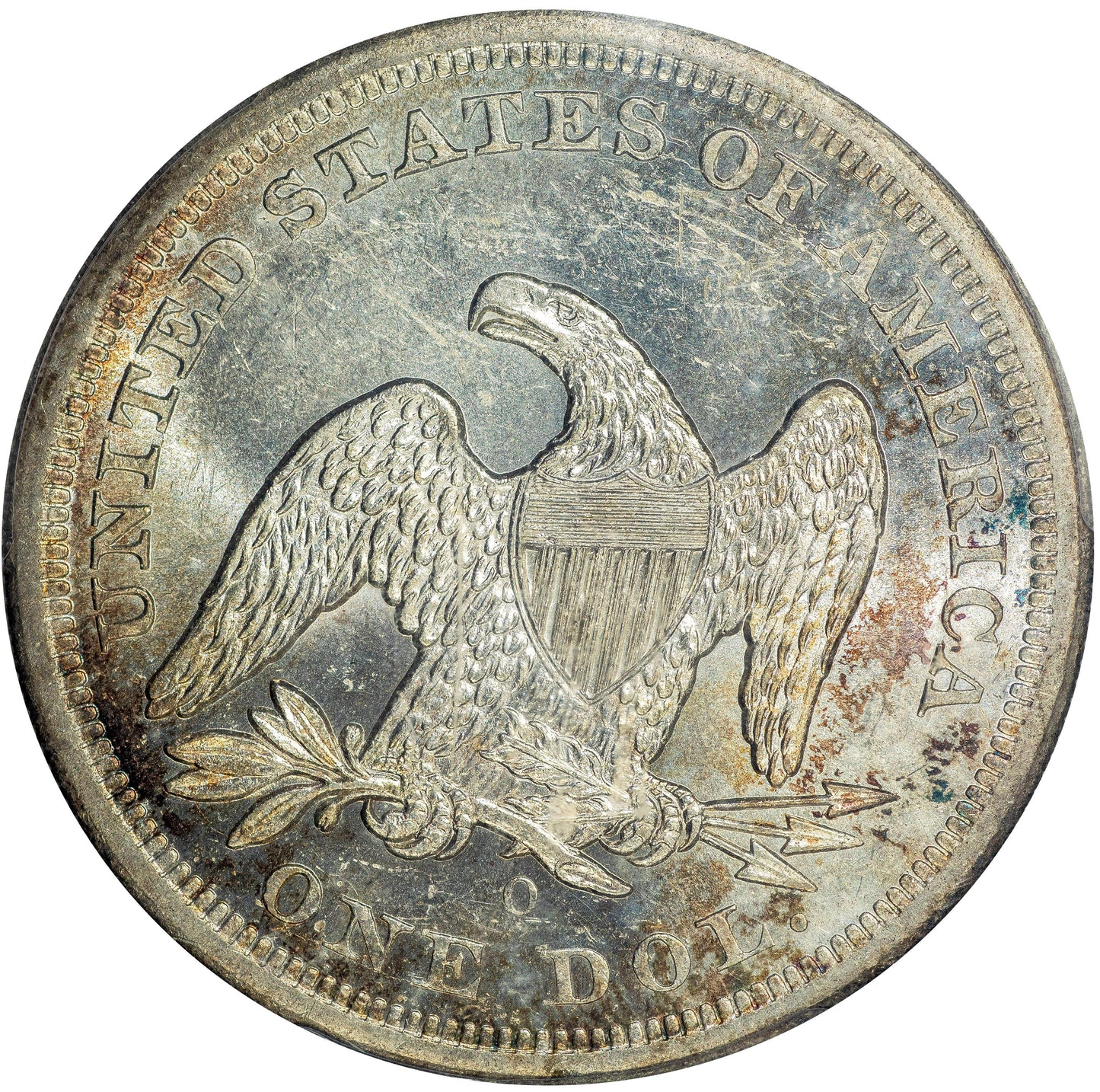 1860-O $1 MS61 PCGS CAC REVERSE