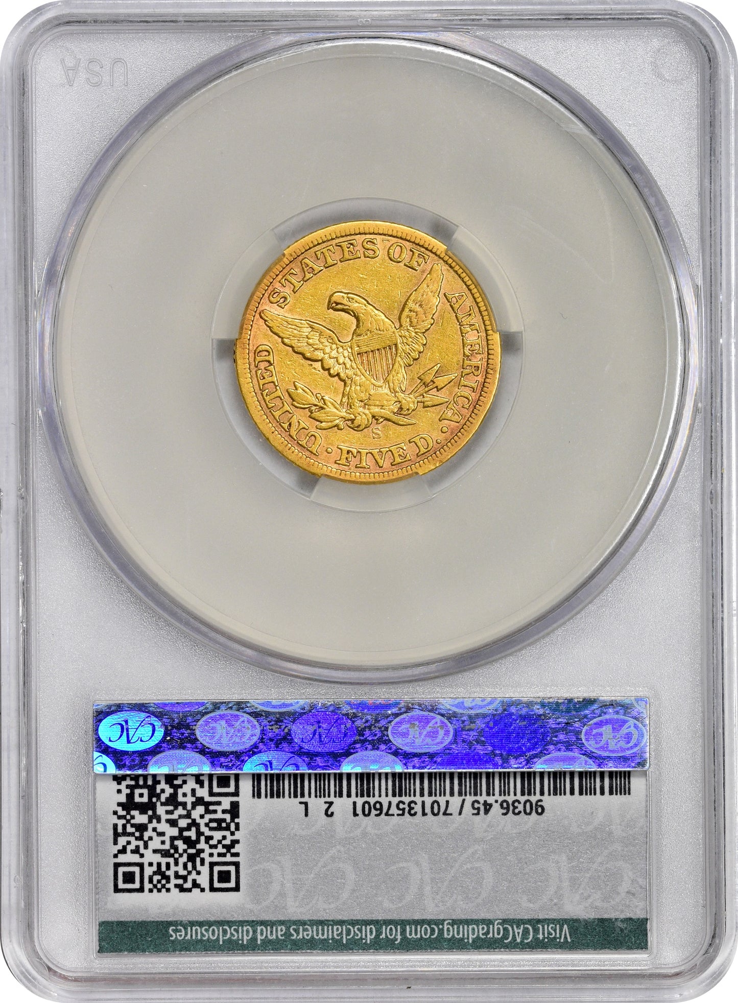 1860-S $5 XF45 CACG