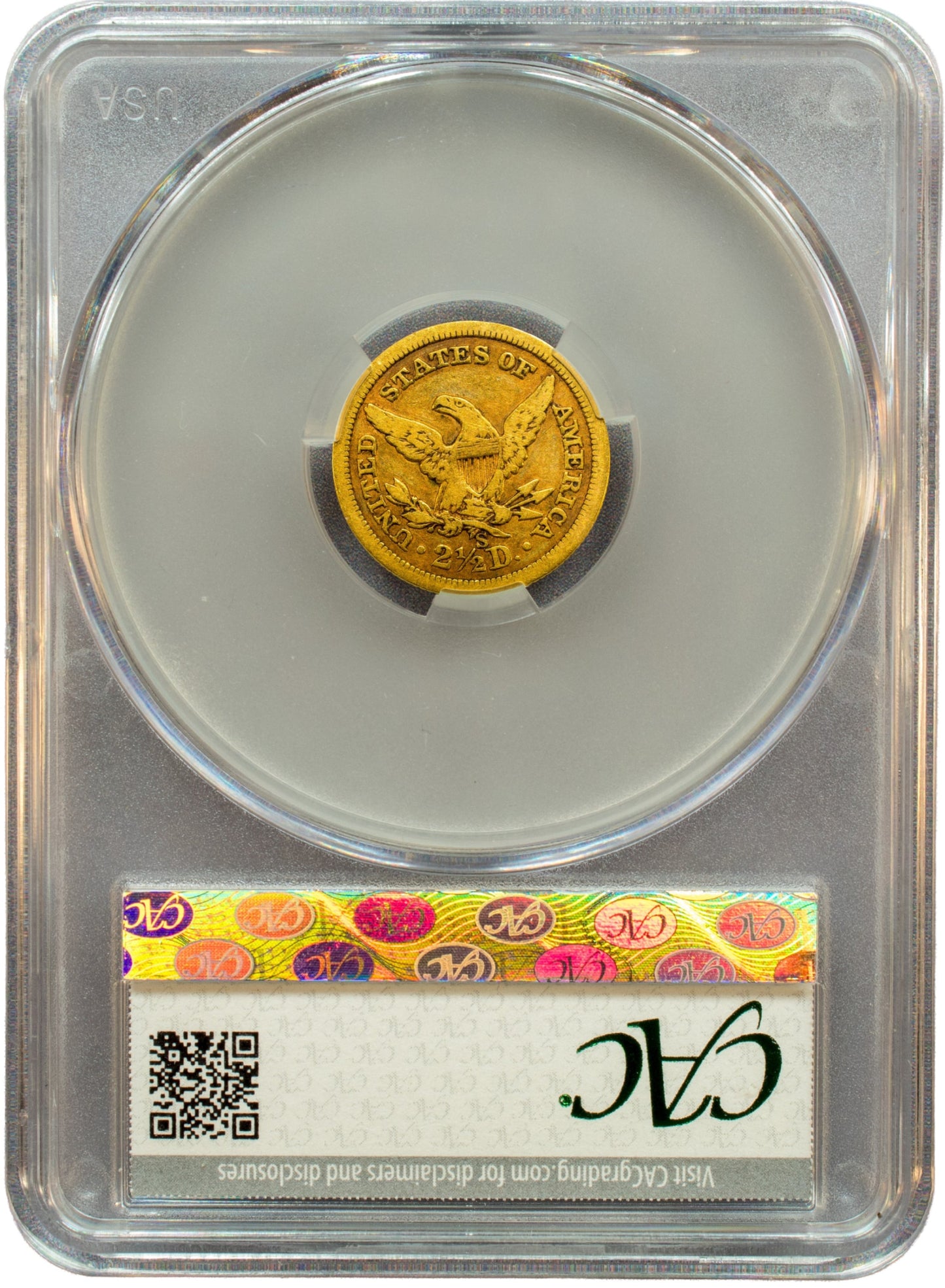 1861-S $2.5 F15 CACG REVERSE HOLDER
