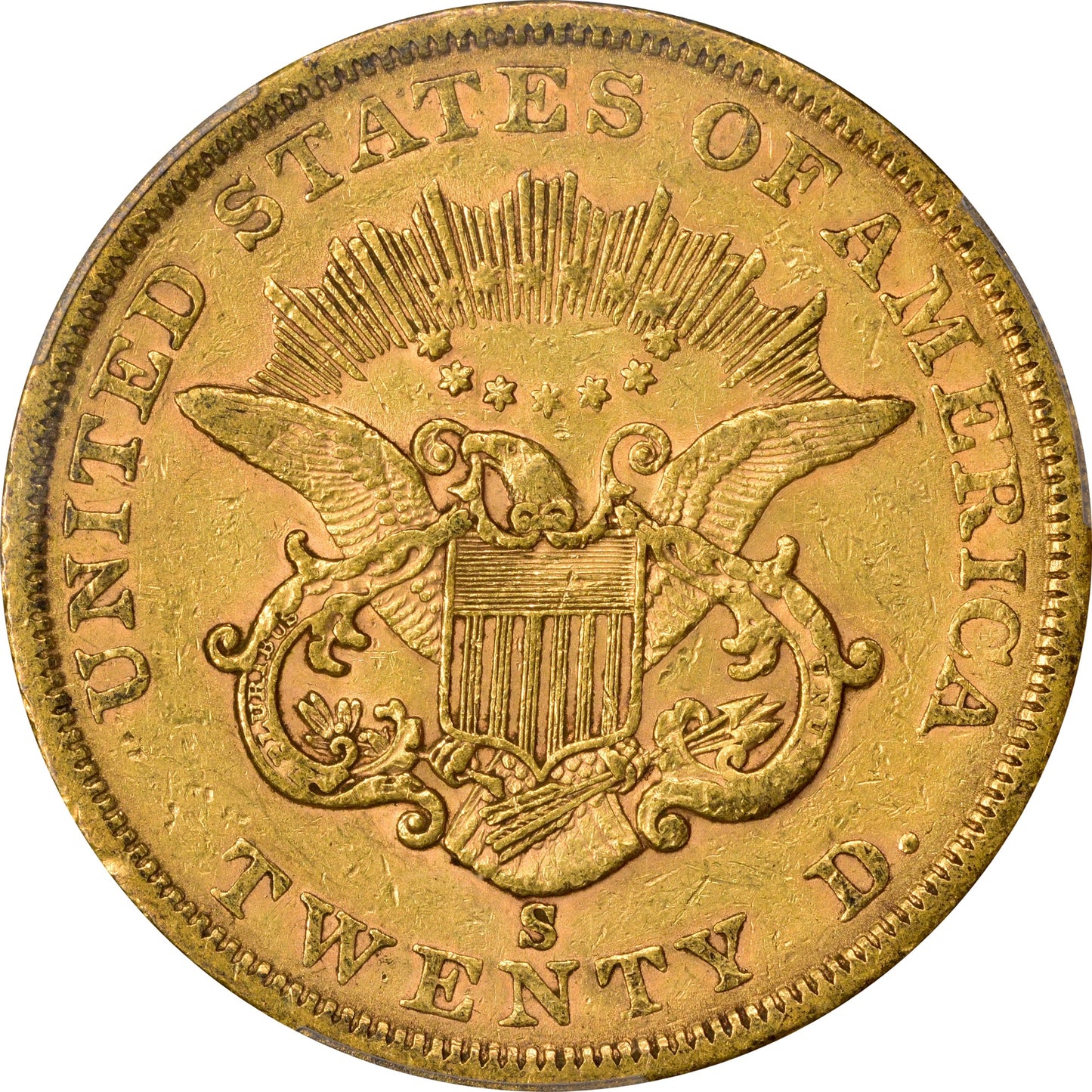 1862-S $20 XF45 PCGS CAC