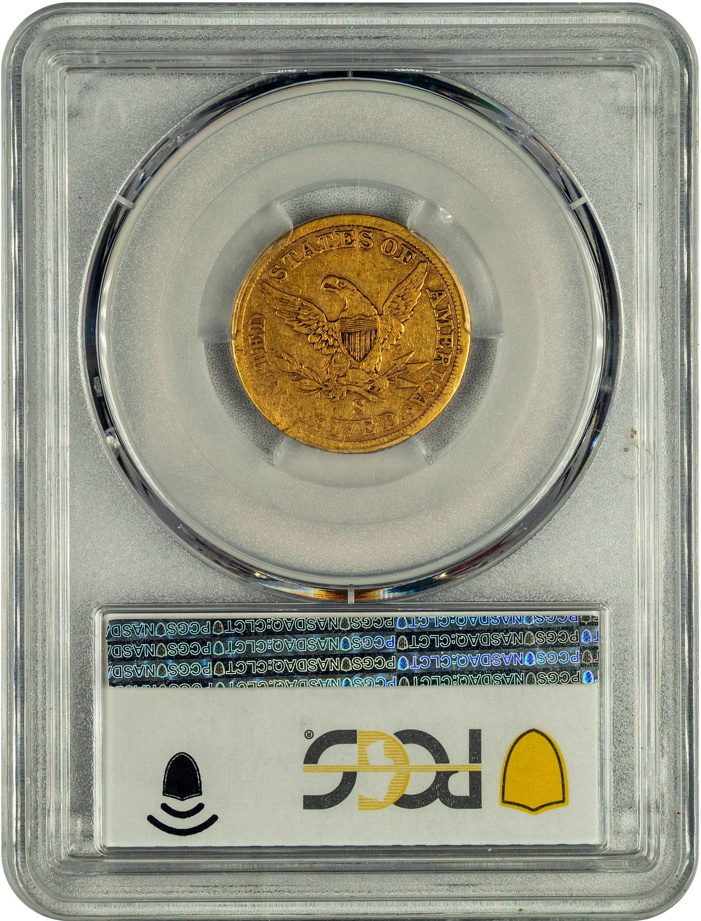 1863-S $5 San Francisco Liberty Head Half Eagle VF25 PCGS CAC REVERSE HOLDER