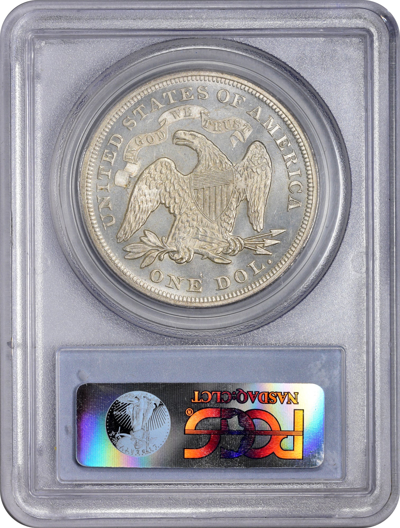 1868 $1 MS64 PCGS CAC REVERSE HOLDER