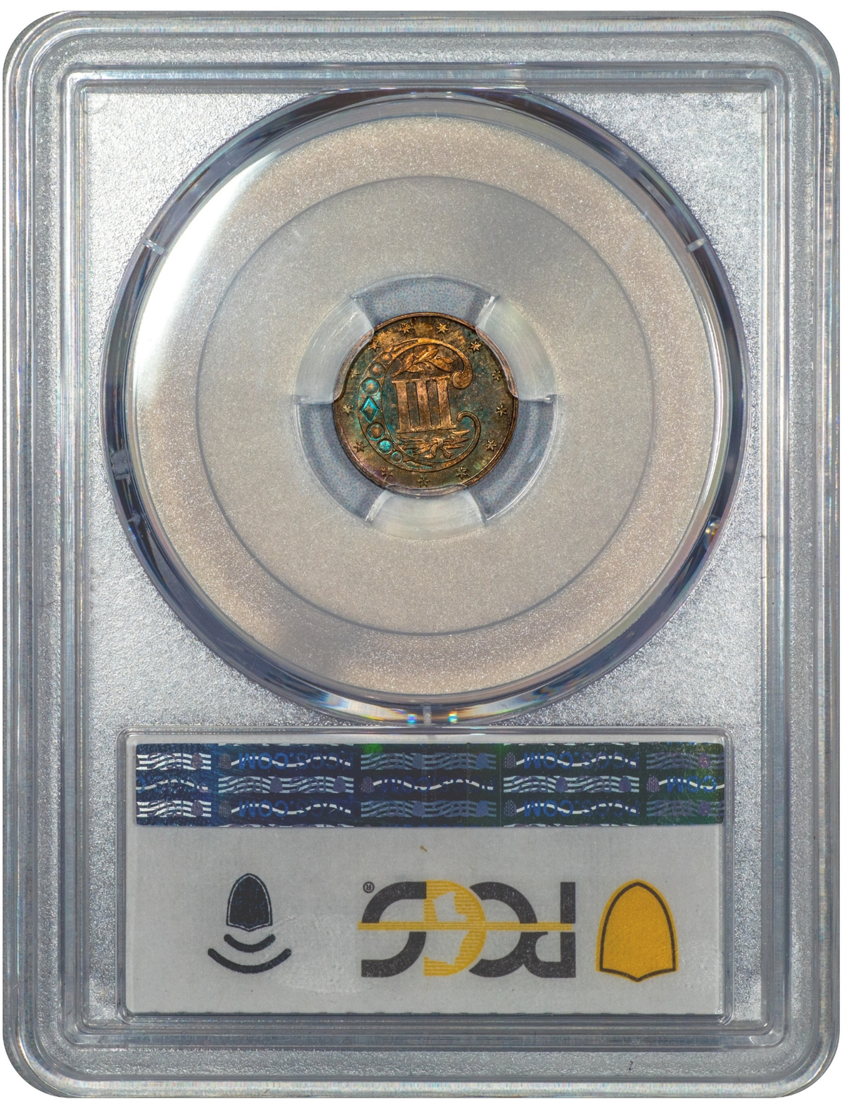 1868 Star Three Cent Silver 3CS MS66 PCGS CAC Reverse Holder