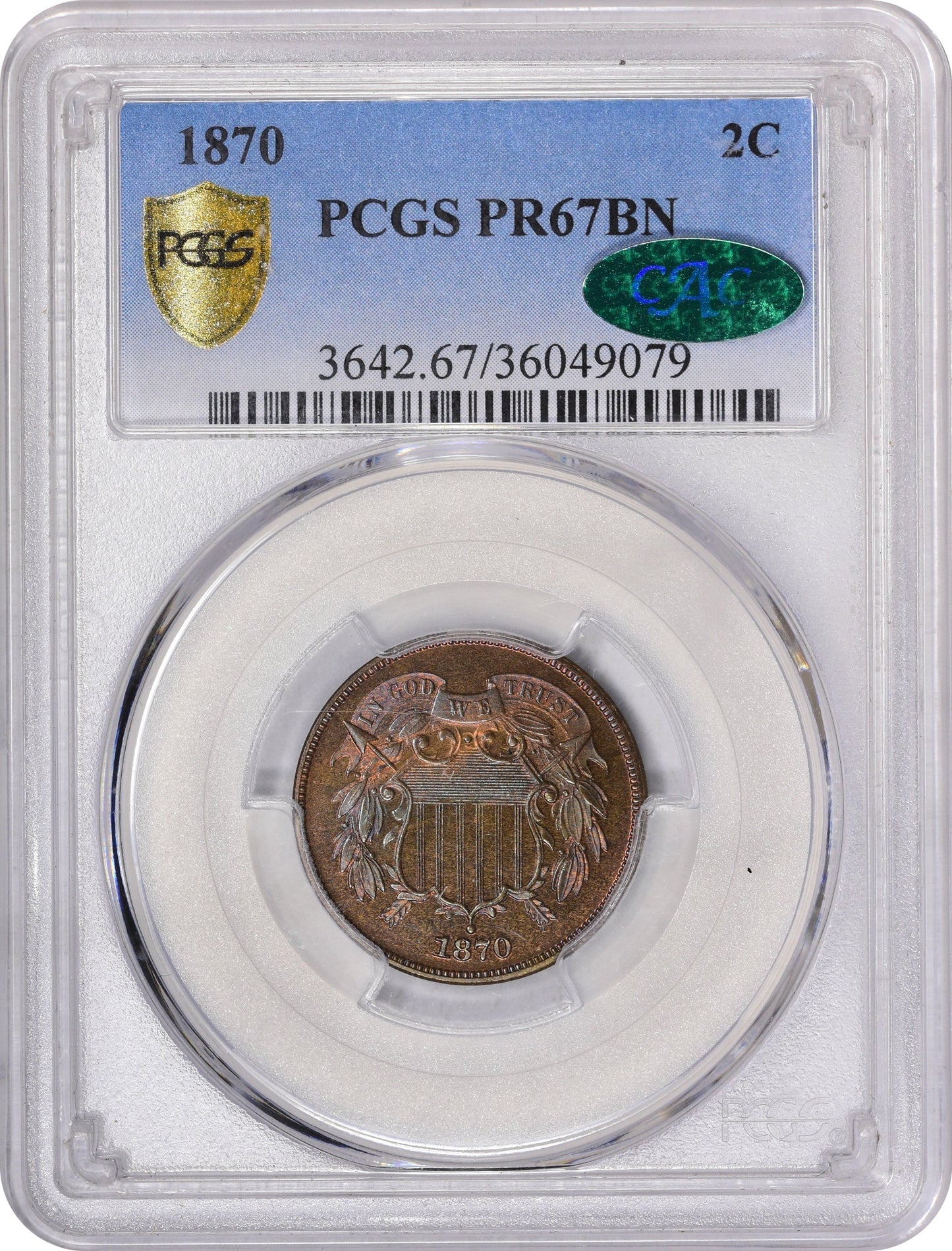 1870 2C PR67 BN PCGS CAC - Paradime Coins | PCGS NGC CACG CAC Rare US Numismatic Coins For Sale