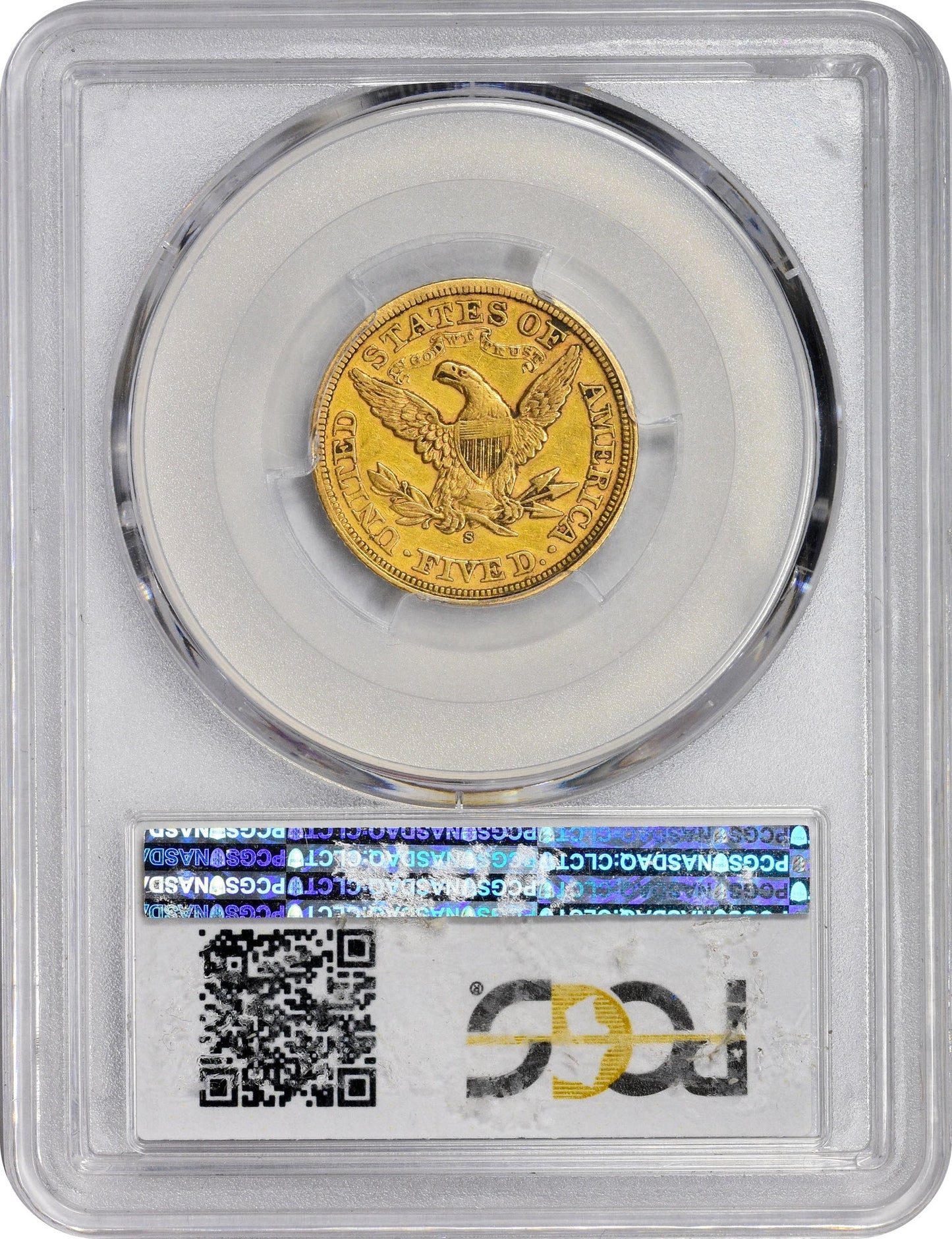 1870-S $5 XF40 PCGS CAC REVERSE HOLDER