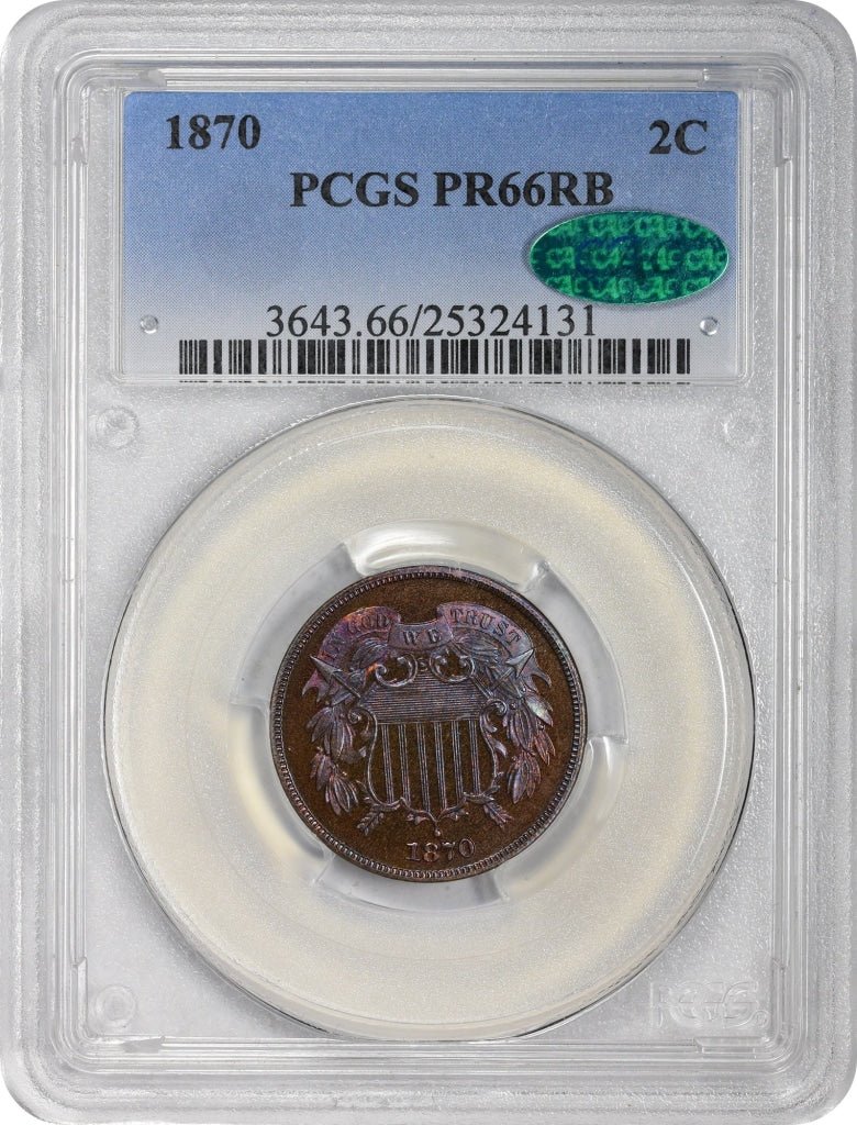 1870 2C PR66 RB PCGS CAC - Paradime Coins | PCGS NGC CACG CAC Rare US Numismatic Coins For Sale