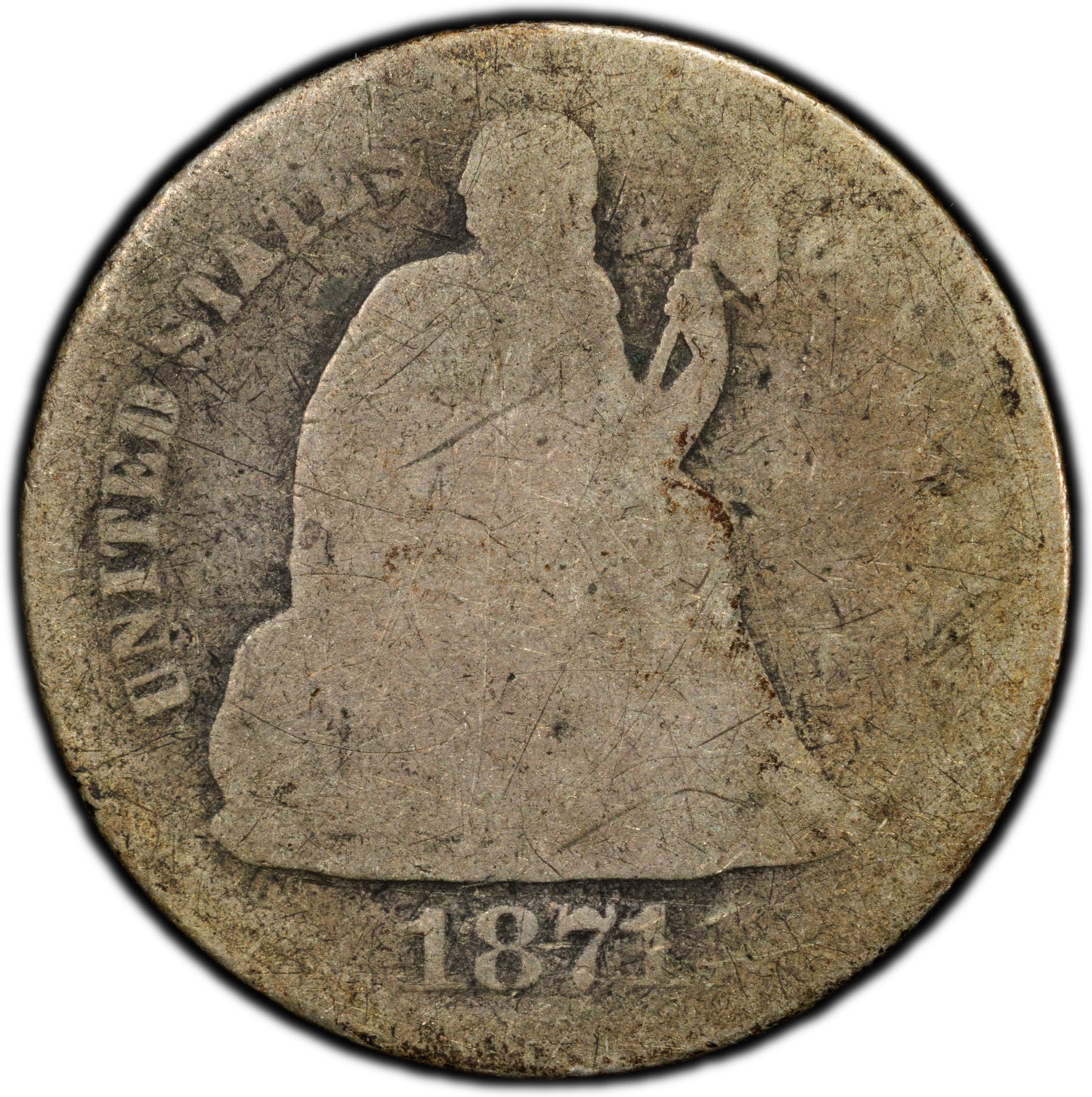 1871-CC 10C FR02 PCGS CAC