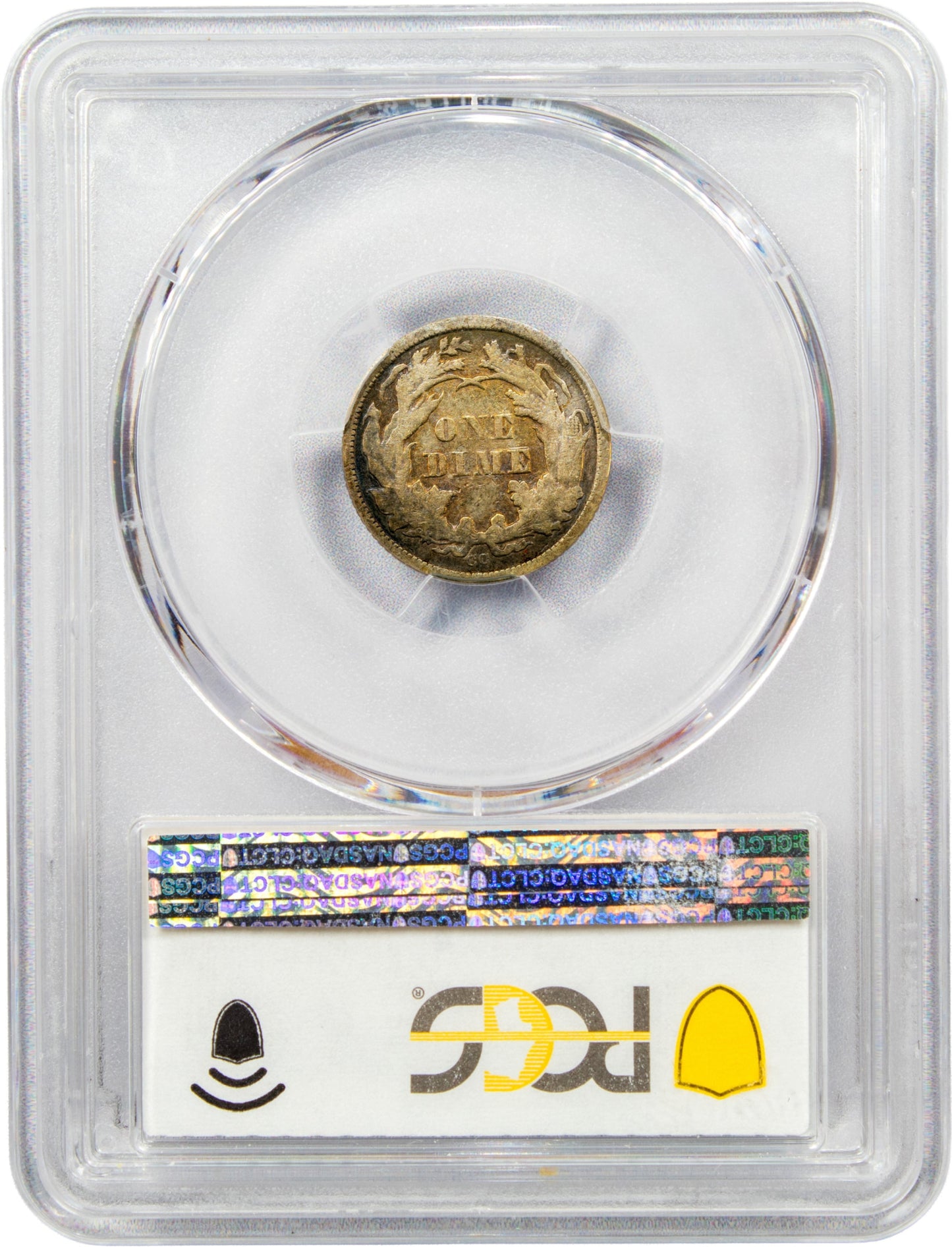 1872-CC 10C VF25 PCGS CAC REVERSE HOLDER