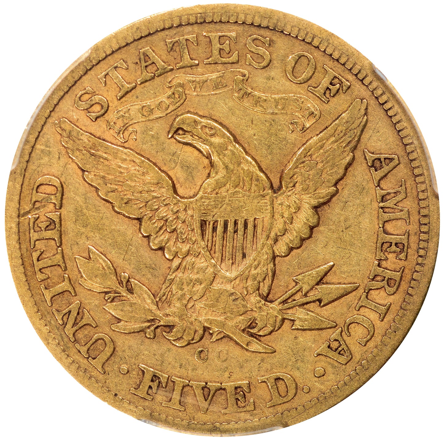 1874-CC $5 VF20 PCGS CAC REVERSE
