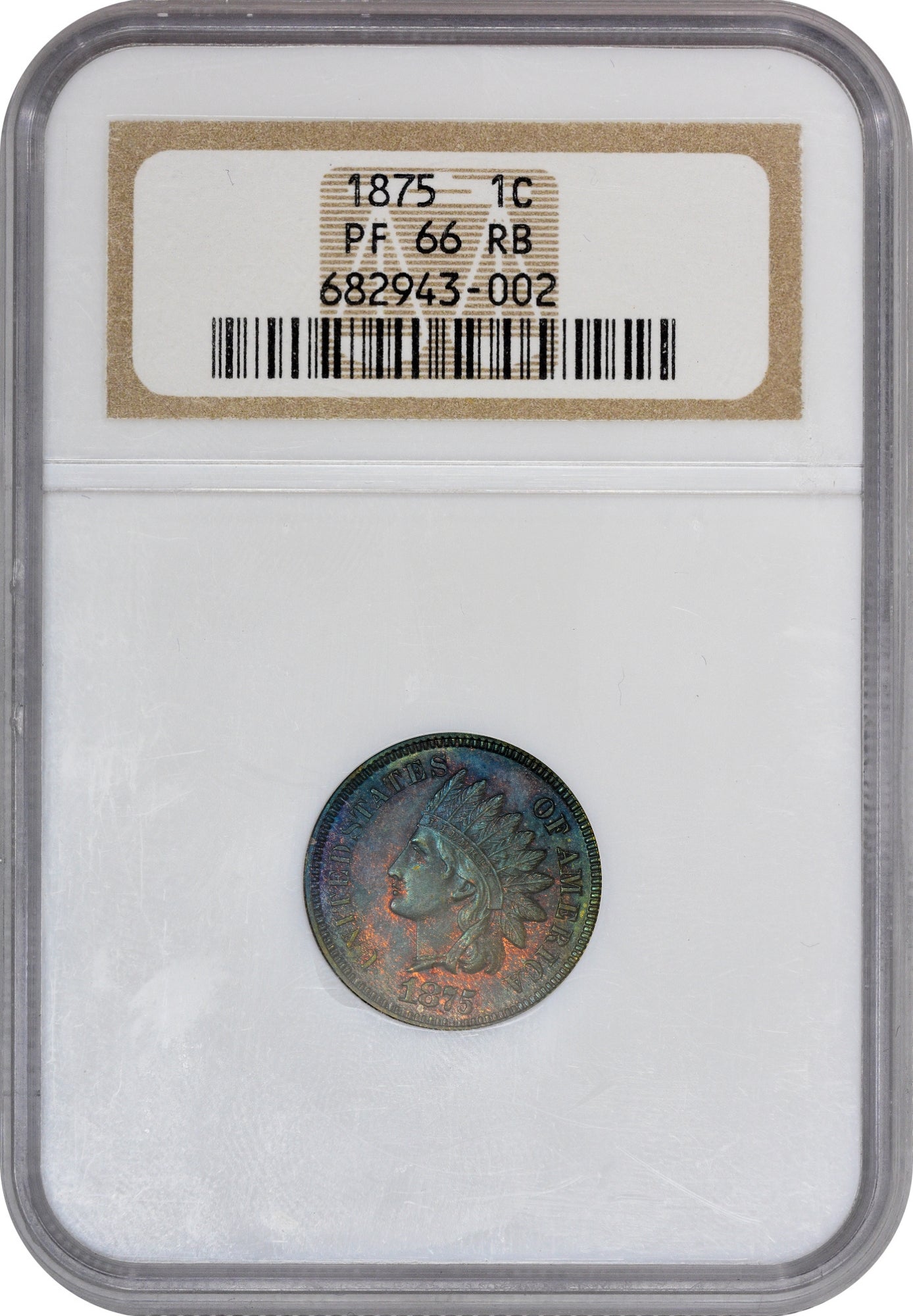 1875 1C PR66 RB NGC HOLDER