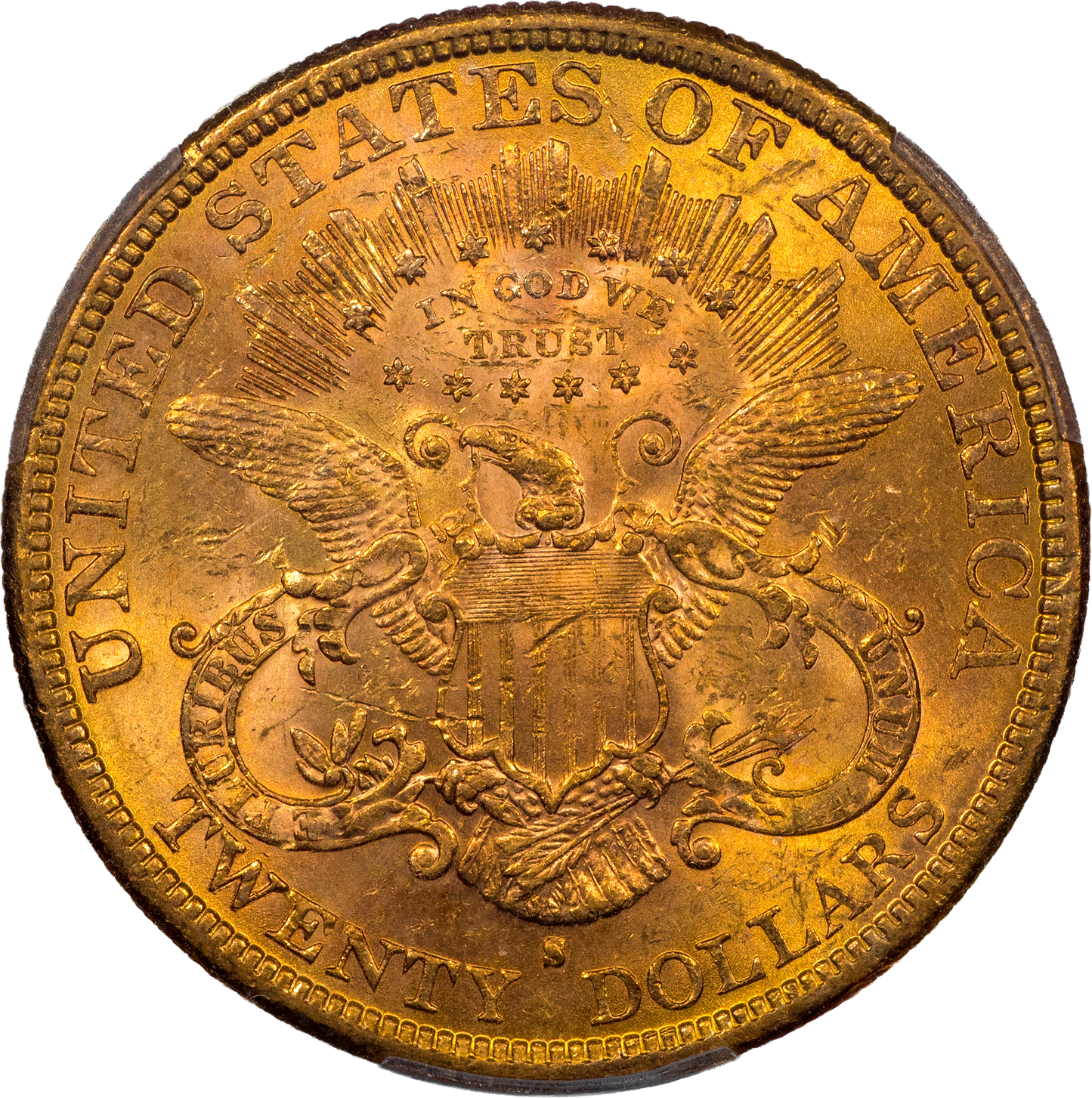 1877-S $20 LIBERTY HEAD DOUBLE EAGLE MS62+ PCGS CAC