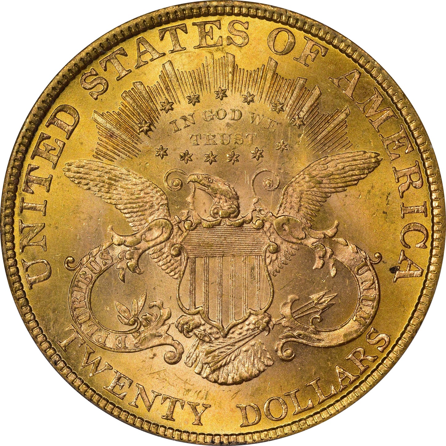1877 $20 MS63 PCGS CAC REVERSE