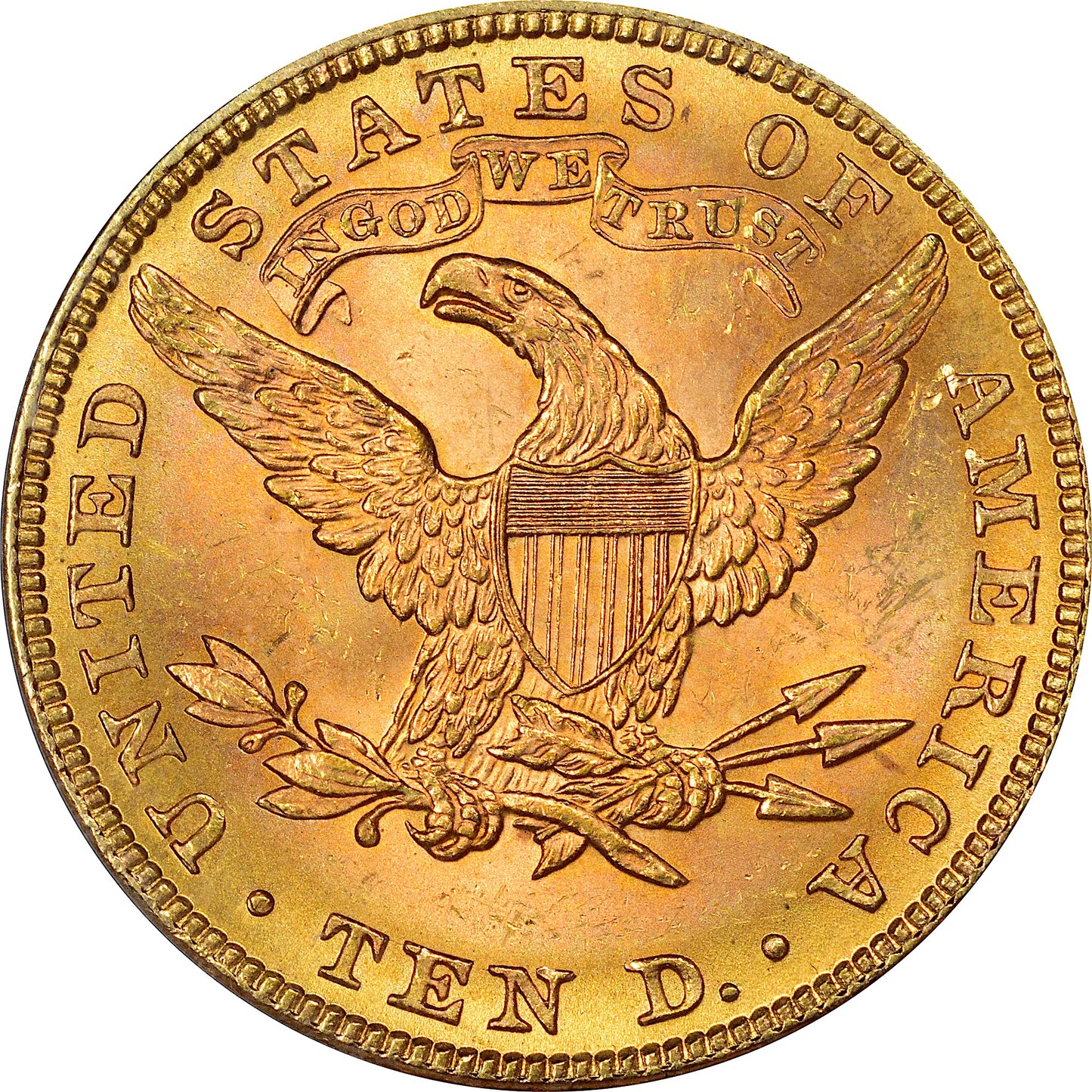 1882 $10 MS62 OGH PCGS CAC REVERSE