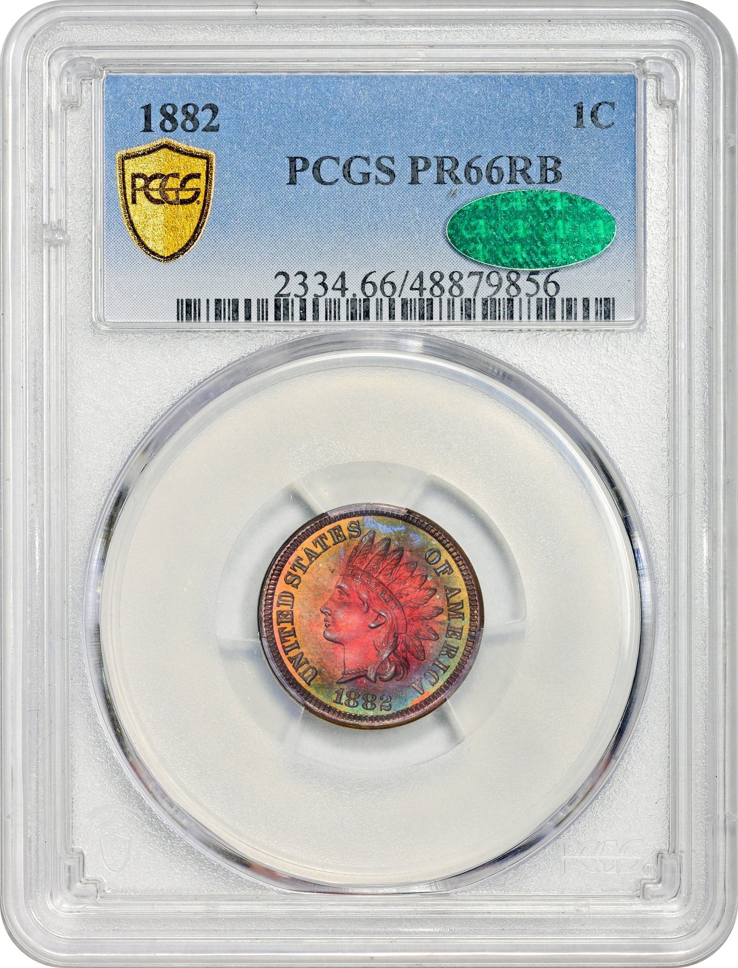 1882 1C PR66 RB PCGS CAC HOLDER WITH CAC STICKER