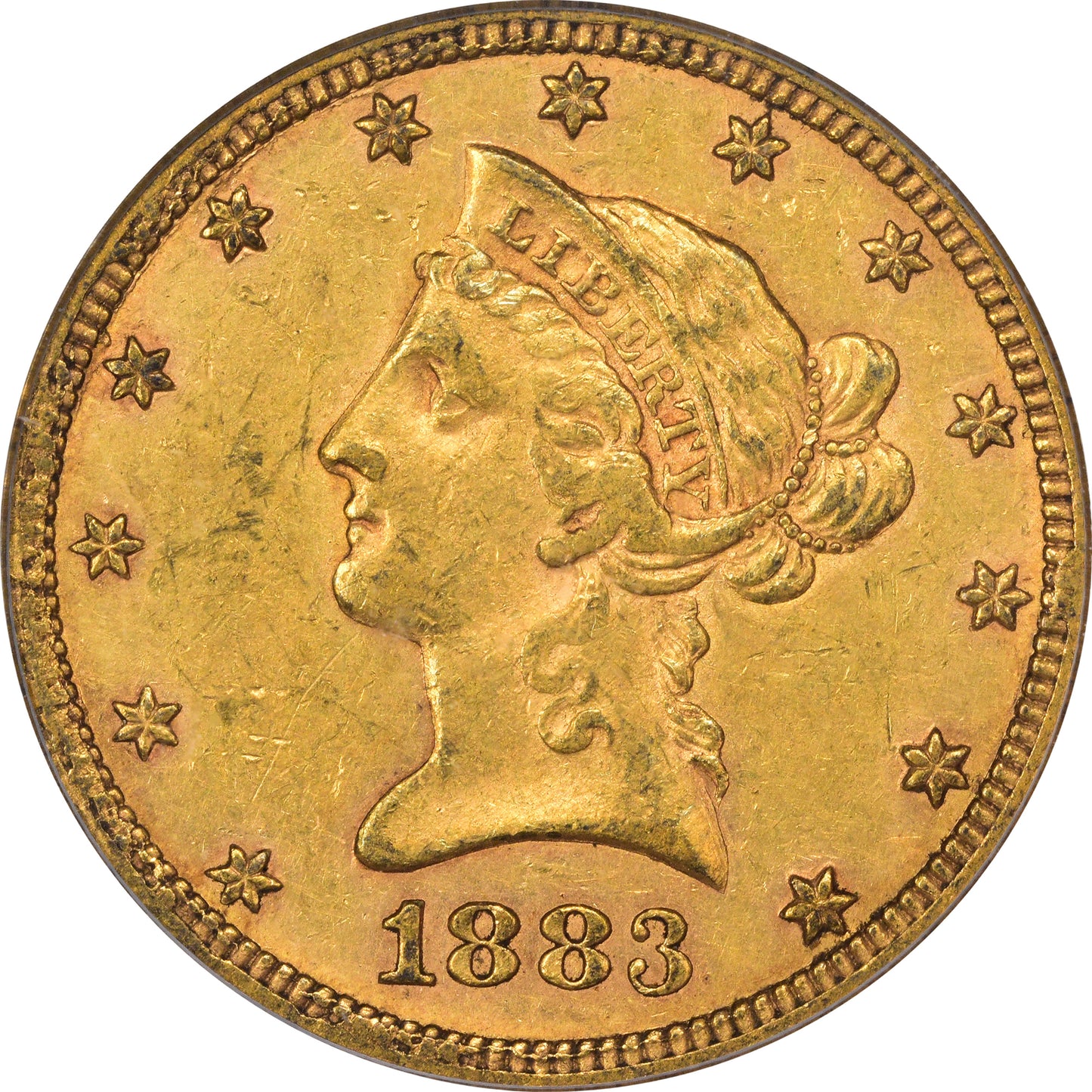 1883-CC $10 AU50 OGH PCGS GOLD CAC
