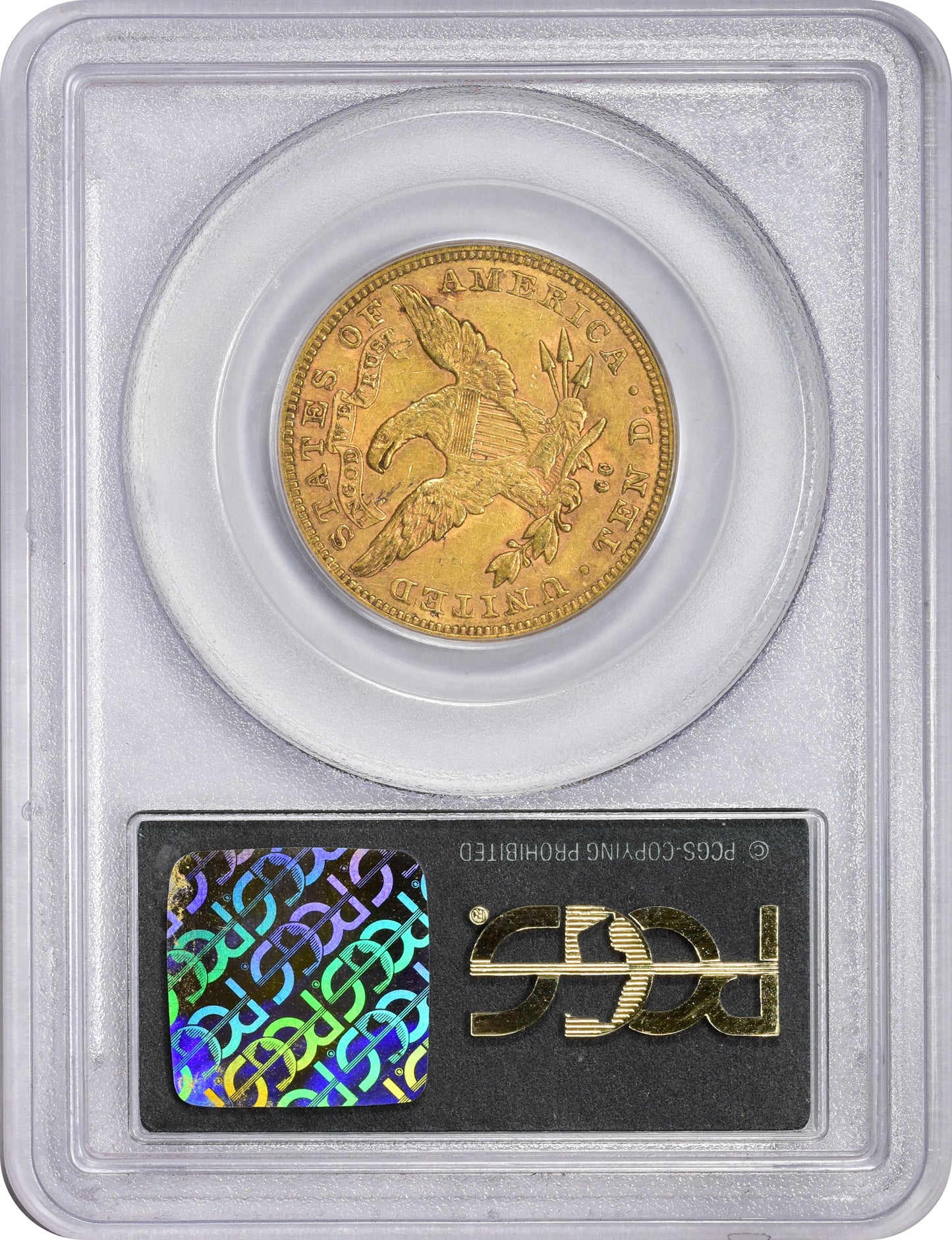 1883-CC $10 AU50 OGH PCGS GOLD CAC REVERSE HOLDER