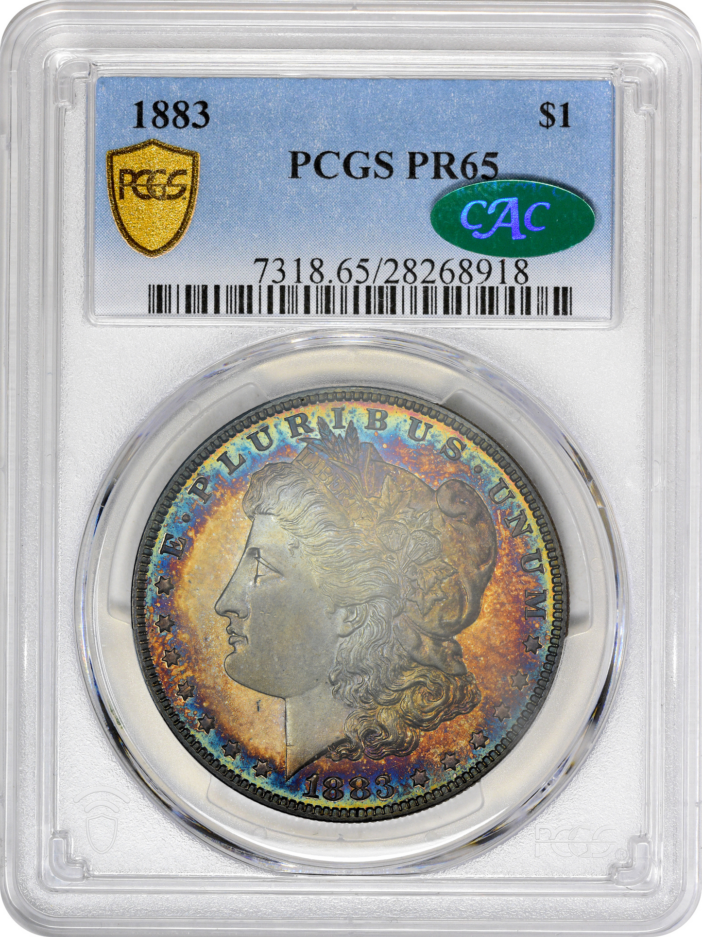 1883 $1 PR65 PCGS CAC HOLDER WITH CAC STICKER