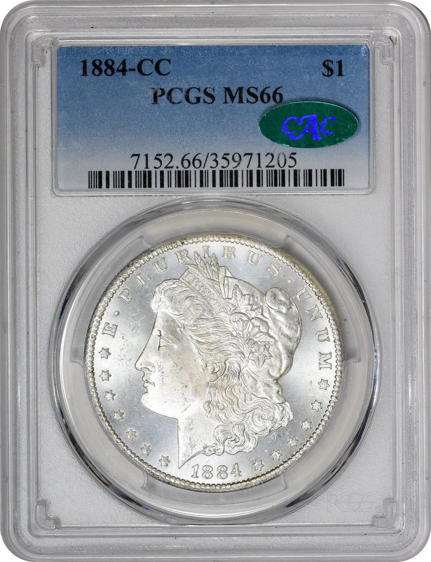 1884-CC $1 MS66 PCGS CAC HOLDER WITH CAC STICKER